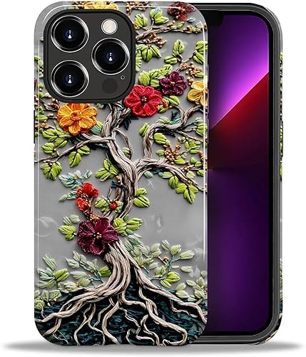 Miniatura 28 de Funda para iPhone 11, carcasa dura a prueba de golpes + silicona suave 2 en 1 híbrida, parachoques a prueba de caídas - Vidrio manchado con flores