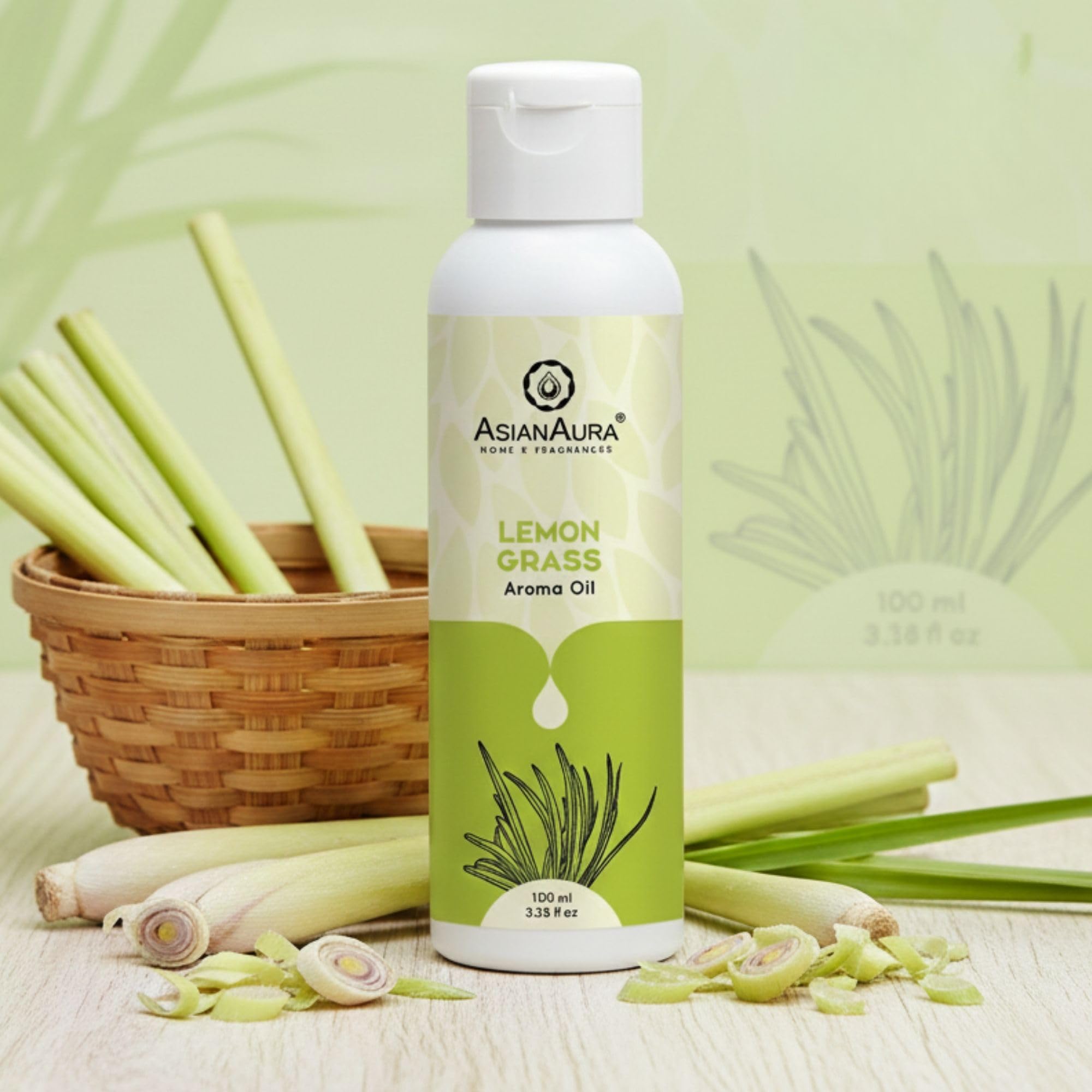 Asian Aura Diffuser Aroma Oil for Home Fragrance, Reed Diffuser Refill Fragrance Oil, Aroma Buner/Candle, Electric Diffuser Oil- Lemongrass Aroma Oil 100ml |Aromatherapy & Meditation/Yoga/Spa