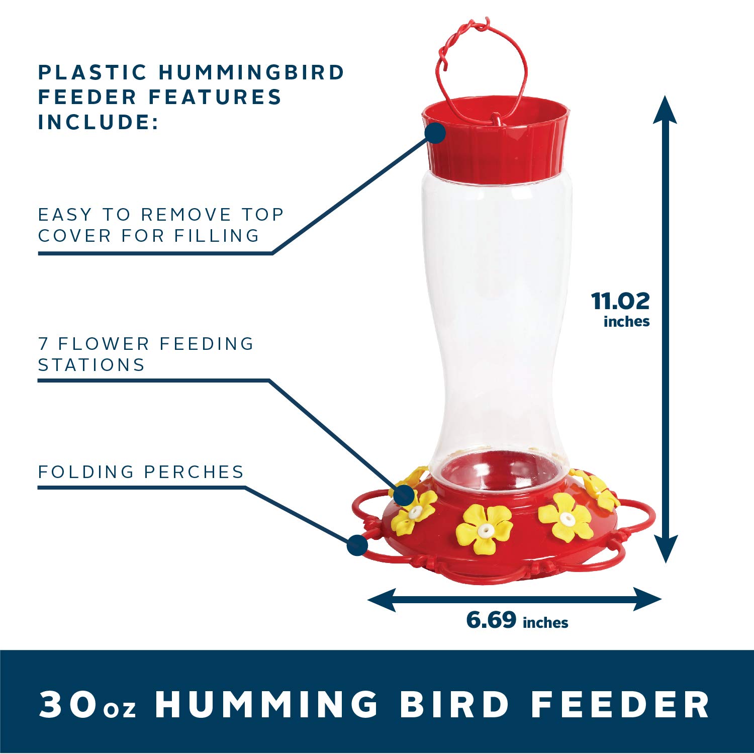 Teal Turtle 30 Oz Hanging Plastic Hummingbird Feeder for Outdoor Use 1 Pack