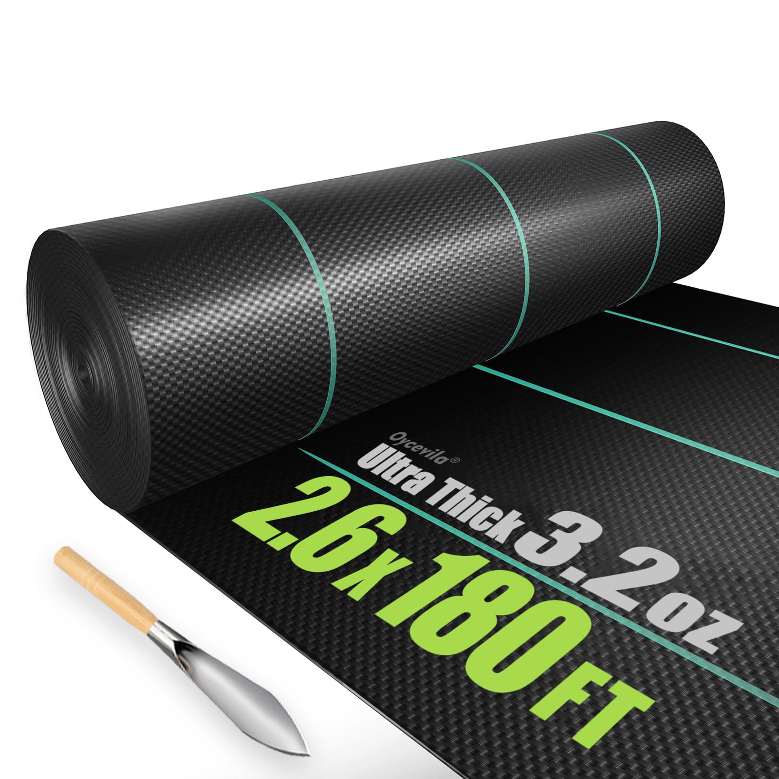 Photo 1 of 2.6FTx180FT Weed Barrier Landscape Fabric Heavy Duty, High Permeability Garden Weed Barrier Fabric, Durable Weed Blocker Fabric with Garden Shovel, Easy Setup Weed Cloth for Garden, Gravel, etc.