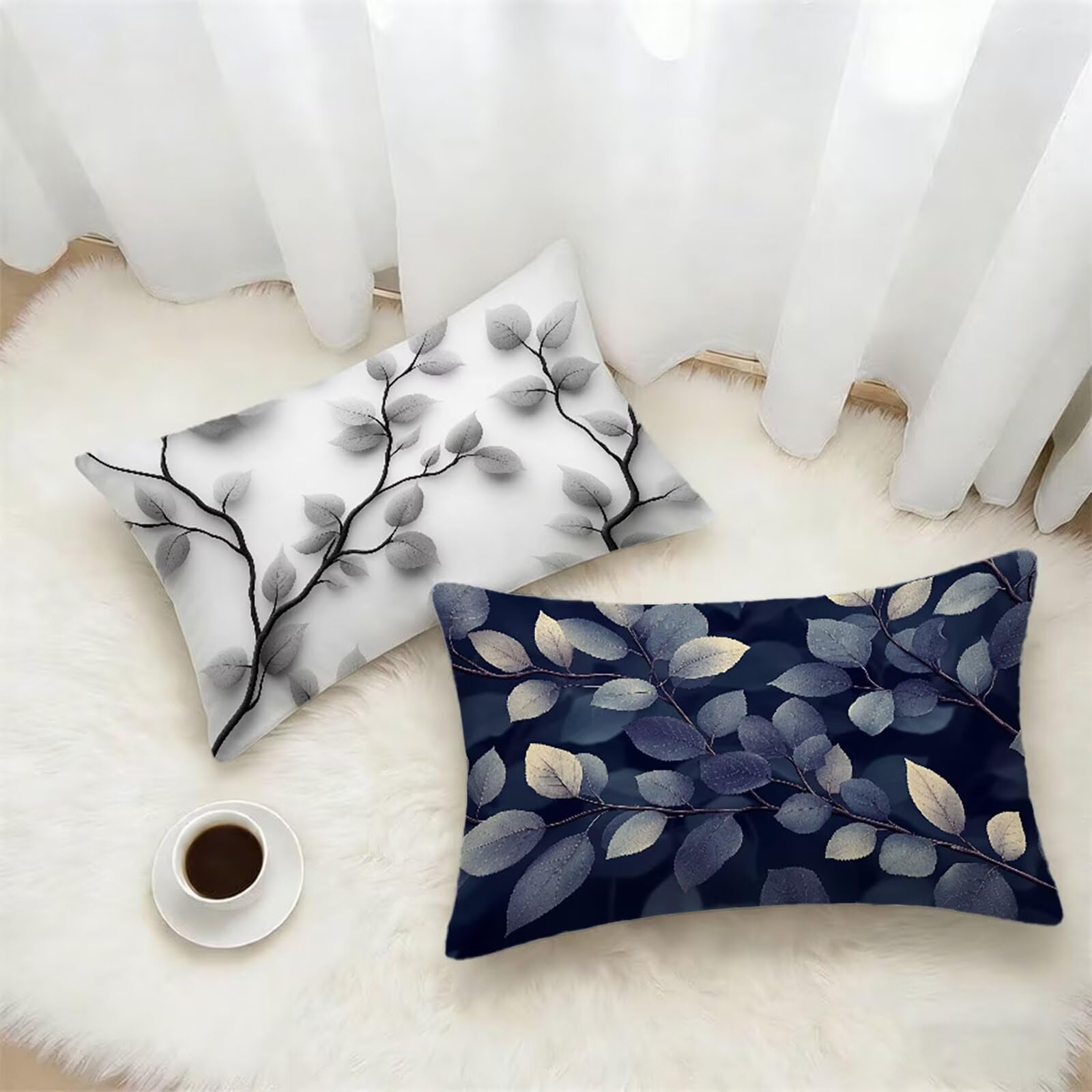 Federe Cuscino 60x80 Set di 2, Semplice Federe Cuscini Divano Lino, Rettangolari Copricuscini 60x80cm Con Cerniera Invisibile, Copricuscino per Camera Letto Casa Decorazioni Regalo, Nordico kj-9146