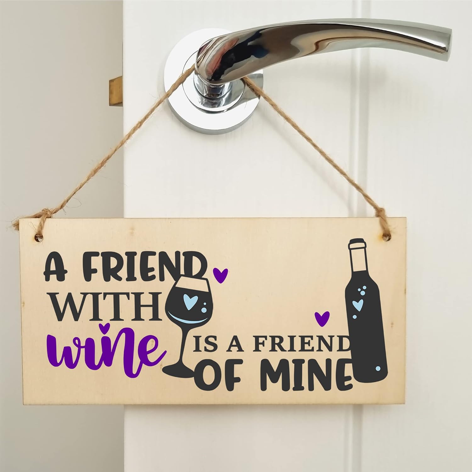 The Plum Penguin Handmade Wooden Hanging Wall Plaque Friend with Wine Friend of Mine Funny Novelty Friendship Sign Home Bar - Image 5
