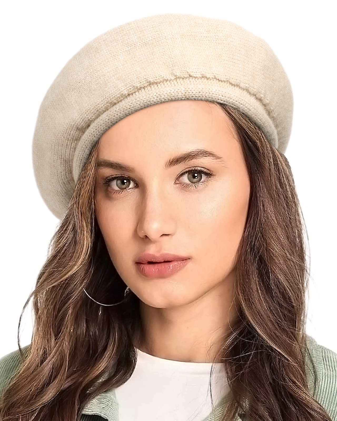 Lvaizwomen Wool Beret Hat French Style Winter Warm Solid Color