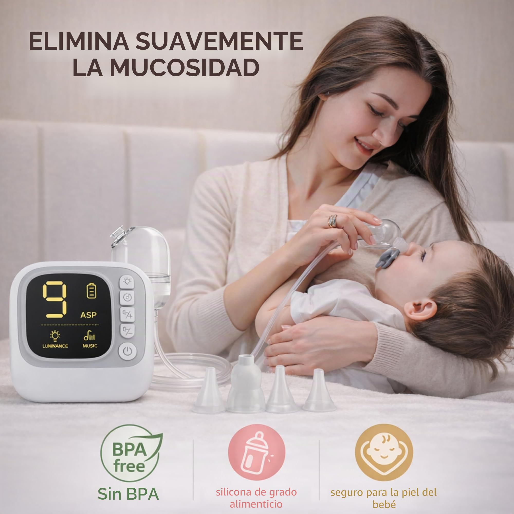 Aspirador nasal eléctrico para bebés, succionador nasal para bebés recién nacidos, aspirador nasal eléctrico para recién nacidos, niños pequeños y adultos, limpiador de moco y desbloqueador