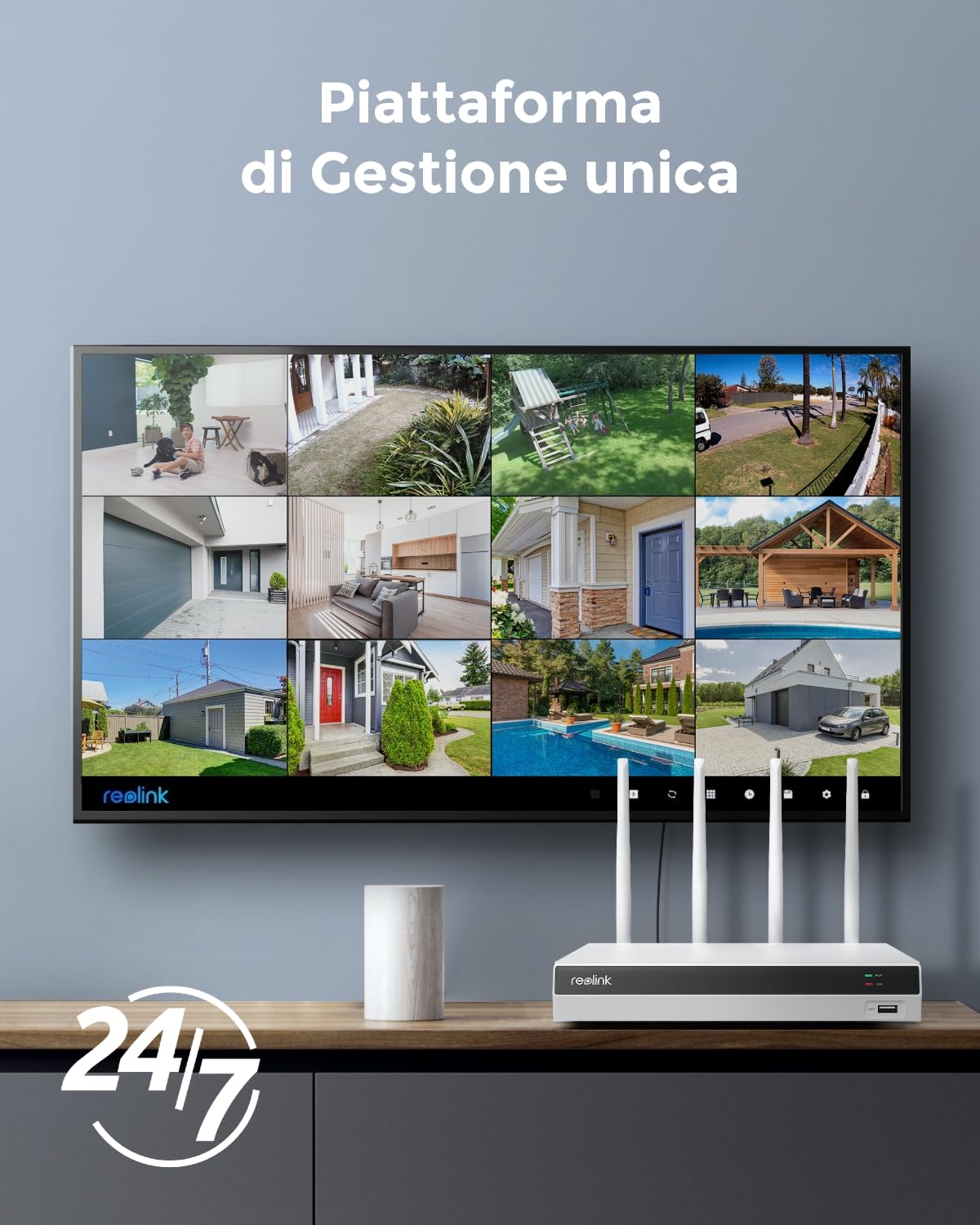 Reolink 4K 12CH NVR, Dual-band Wi-Fi 6, HDD 2TB Integrato (Ricondizionato) | H.265, Supporta le Telecamere Wi-Fi e a batteria (tranne la telecamere 4G), Accesso Locale e Remoto, RLN12W Bianco