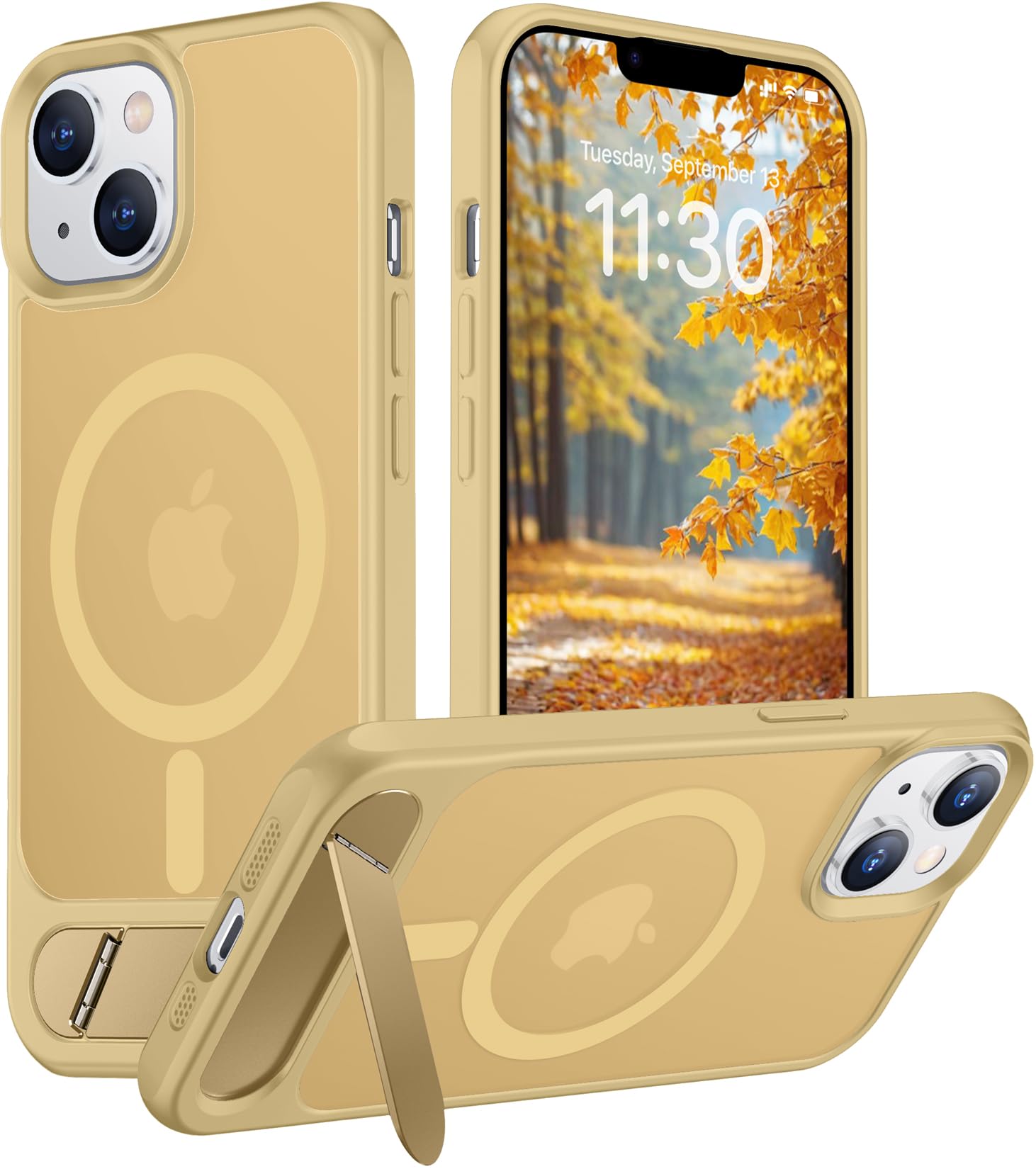Temdan Magnetic Compatible with iPhone 14 Case/iPhone 13 Case,[Built-in Invisible Kickstand][Compatible with MagSafe][Military Grade Shockproof] Slim Translucent Matte Phone Case for iPhone 14/13 6.1"