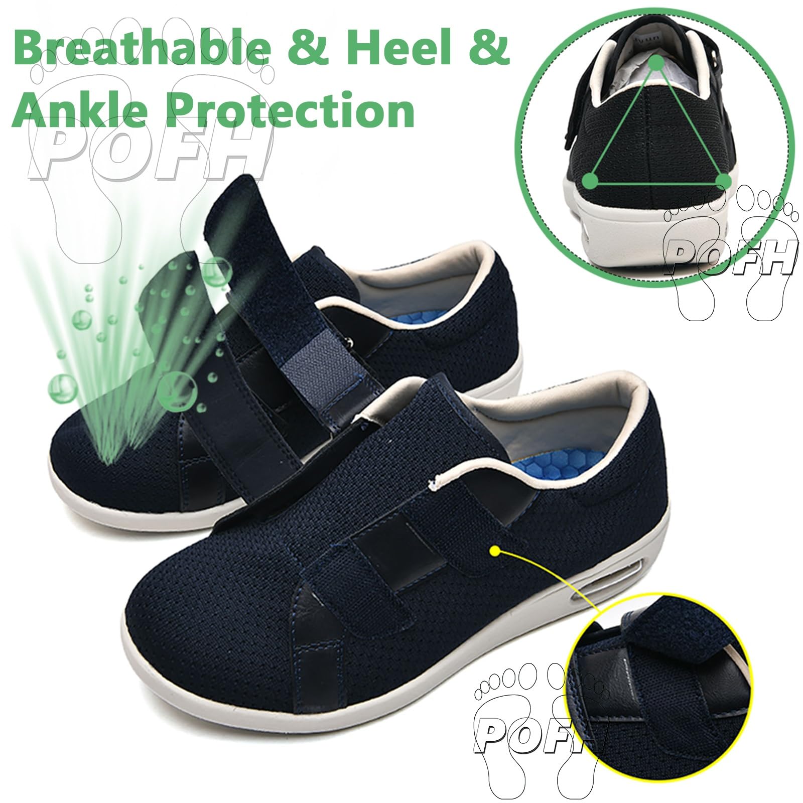 Zapatos Especiales para Juanetes Mujer, Zapatos Mujer Ancho Especial Verano Zapatos Ortopedica Cómodos Extra Ancho para Pies Hinchados Artritis Edema (Color : Blue, Size : 38 EU)