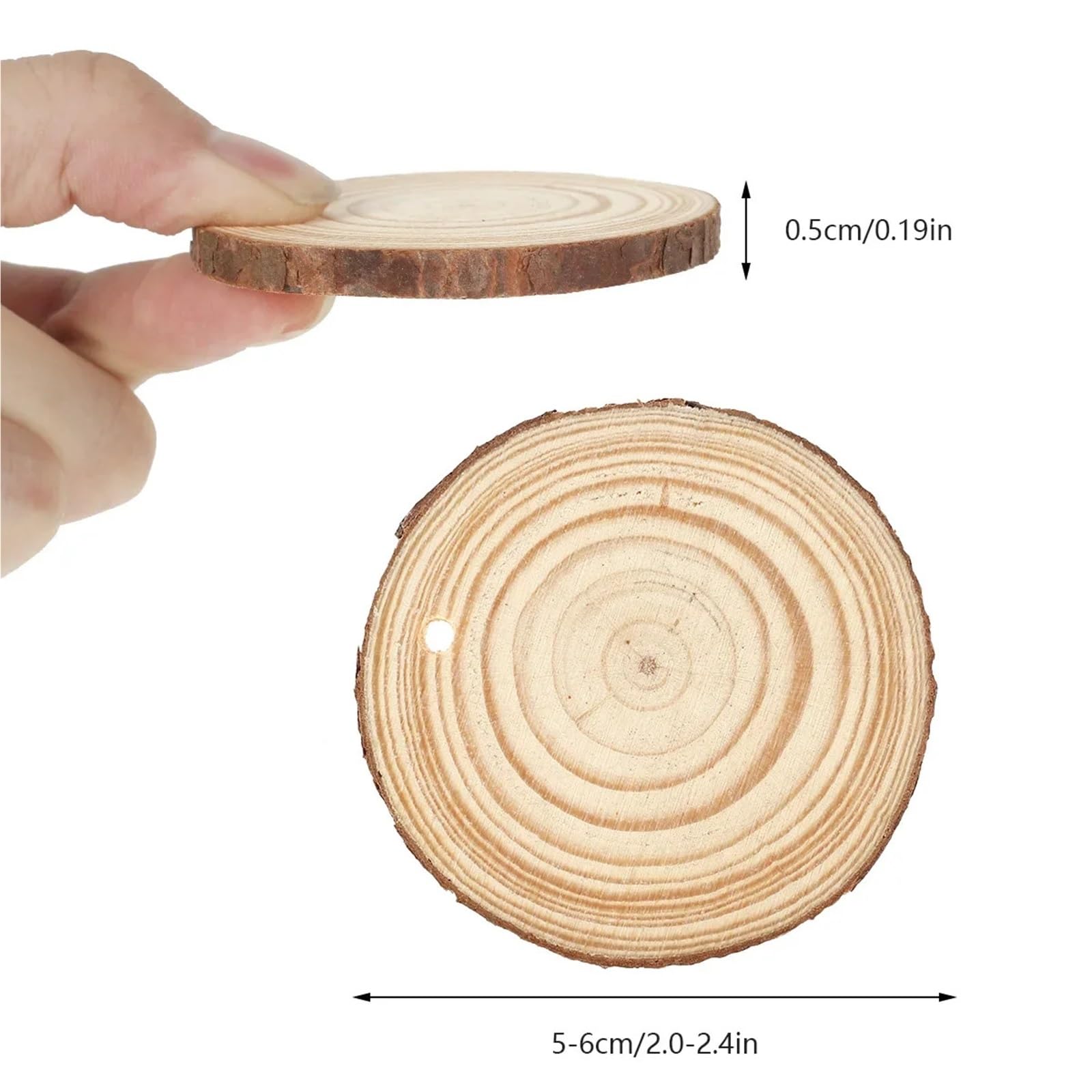 Niewykończone drewno z korą 30pcs Craft Wood Kit with Hole Wooden Circles Tree Slices for Arts and Crafts Christmas Ornaments DIY Crafts(6 7cm)