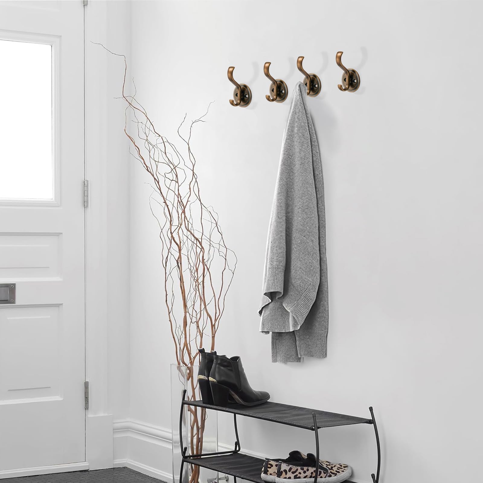KHTUMEWARE-KH359 Antique English Brass Coat/Robe Hooks 5-Pack in Antique English Brass — KHTUMEWARE