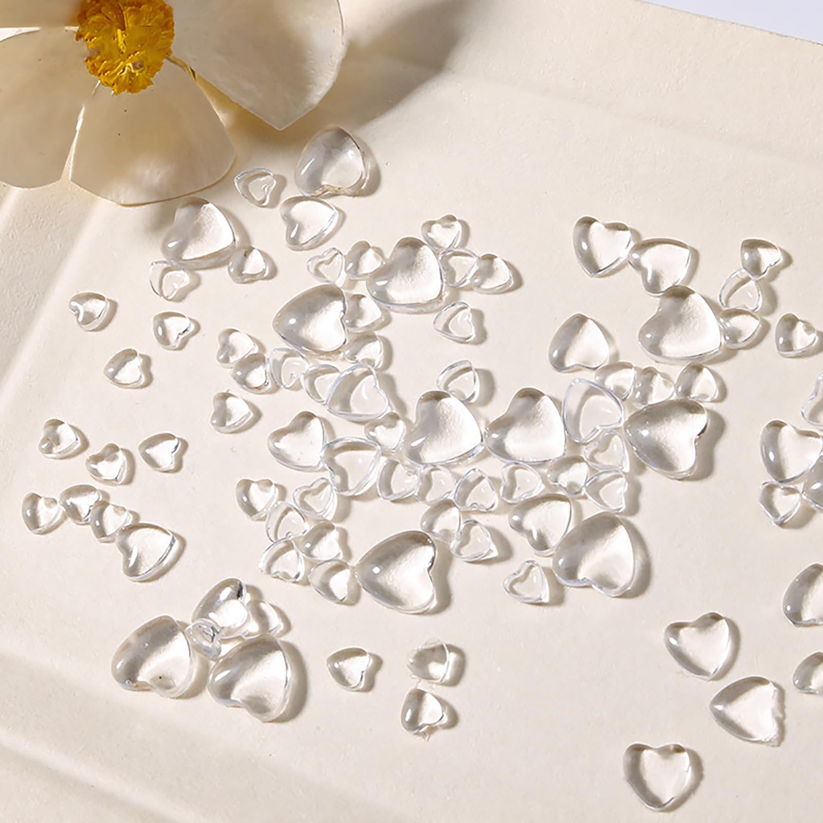 3D Heart Nail Art Charms-320PCS Cute Clear Acrylic Heart Nail Charms