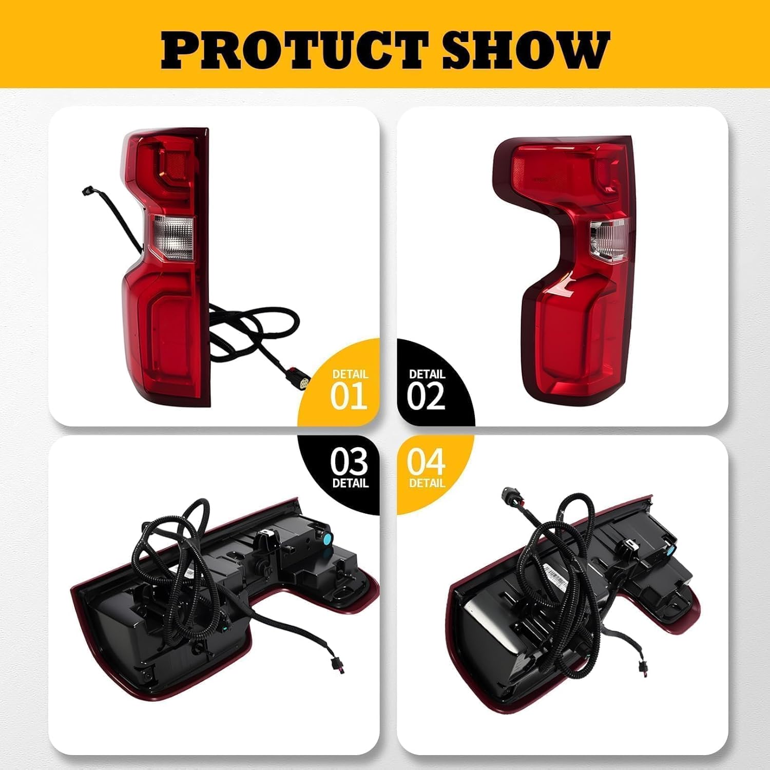 Left Tail Light Assembly Compatible with 2019-2023 Silverado 1500 2500HD 3500HD Driver Side Tail lamp Rear Brake Lamp Back light 84678149 GM2800311 (Left)