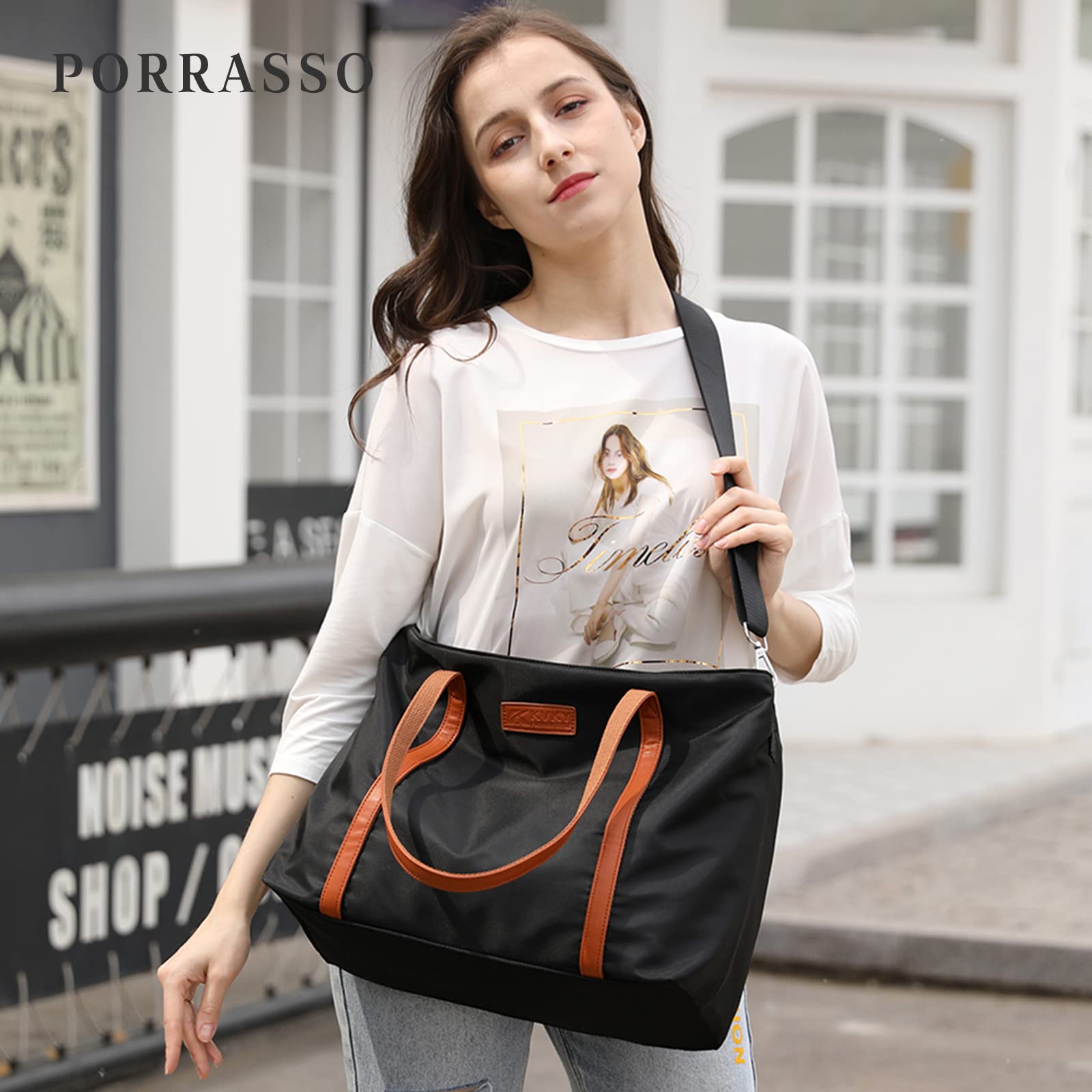 Borsa per Laptop da 15.6 Pollici Borse a Spalla Donna Casuale Borsa a Mano Borsa a Tracolla Tote per Scuola Viaggio Ufficio Lavoro Nero