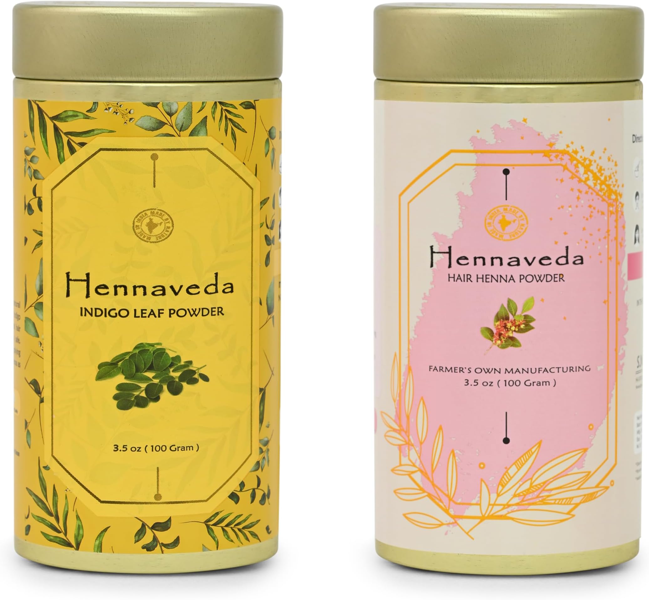 Hair Henna Powder, 100g and Indigo Natural Hair Colour, 100g