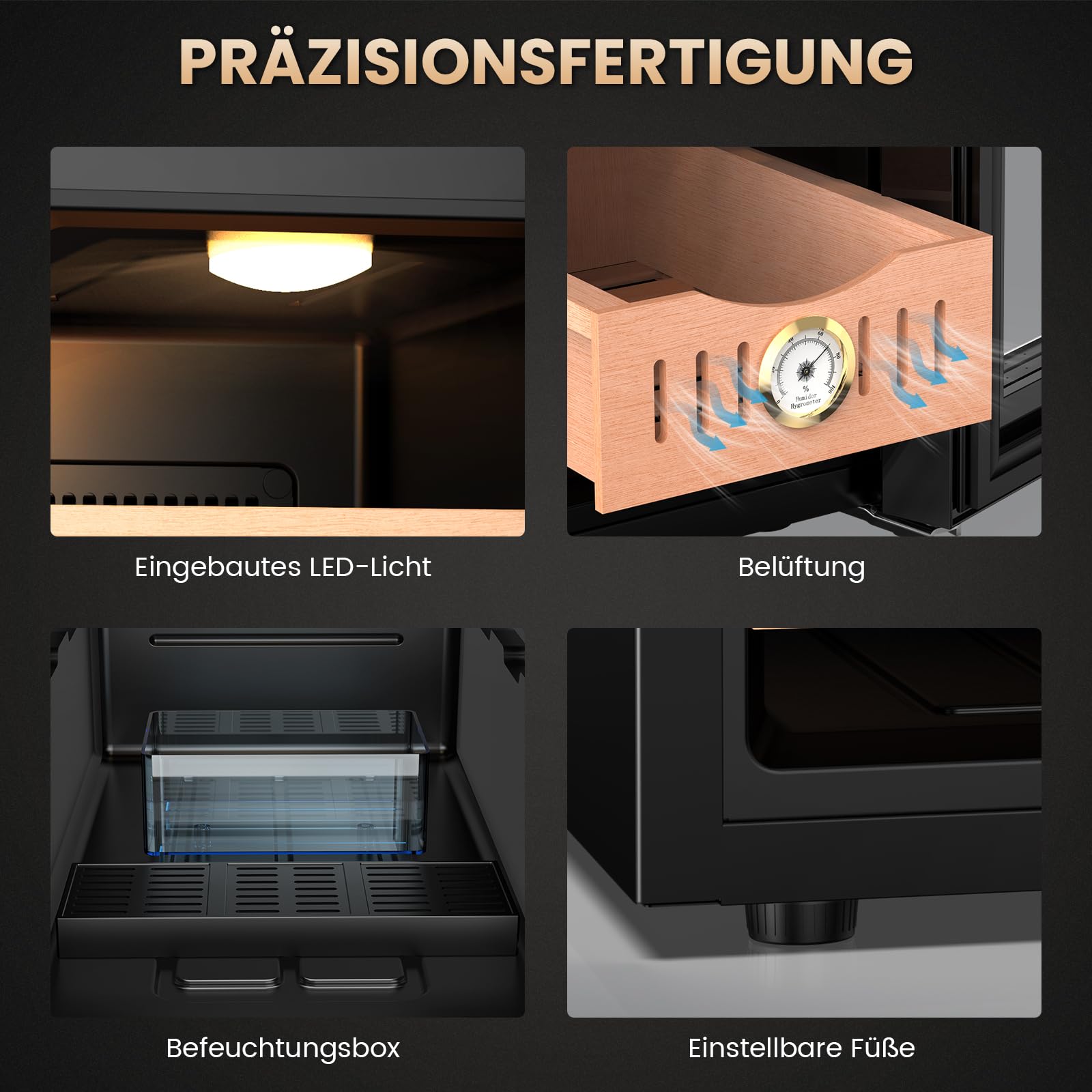 Mojgar 26L Elektrischer Humidor, 200 Zähler elektronischer Zigarren Humidor, Kühler Humidor Schrank mit Kühlung Temperaturregelung, Geschenk für Männer