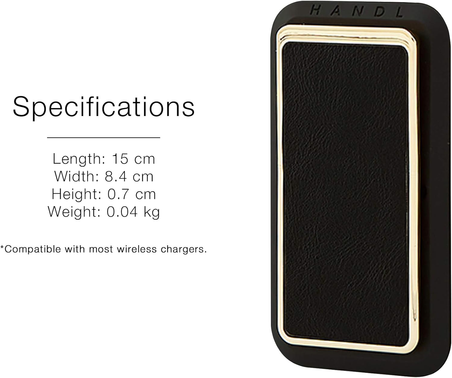 HANDL New York Black and Gold Professional Leather Collection HANDLstick Grip and Stand for Smartphone