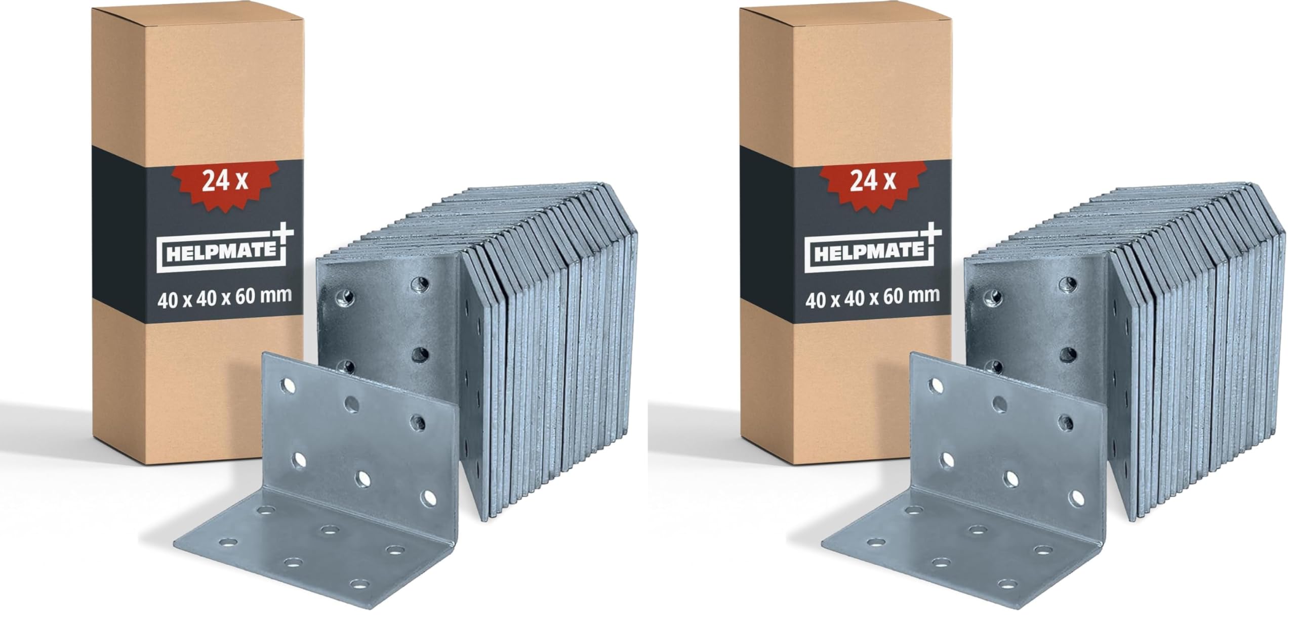 Connecteur d'angle galvanisé anti-corrosion HELPMATE 40x40x60 mm pour fixation bois durable