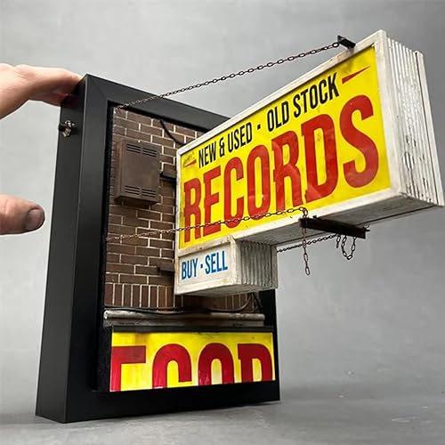 Miniatura 5 de Record Store - Lámpara de pared retro, regalo para coleccionista de discos, estética retro para habitación, lámpara de pared de vinilo hecha a mano,