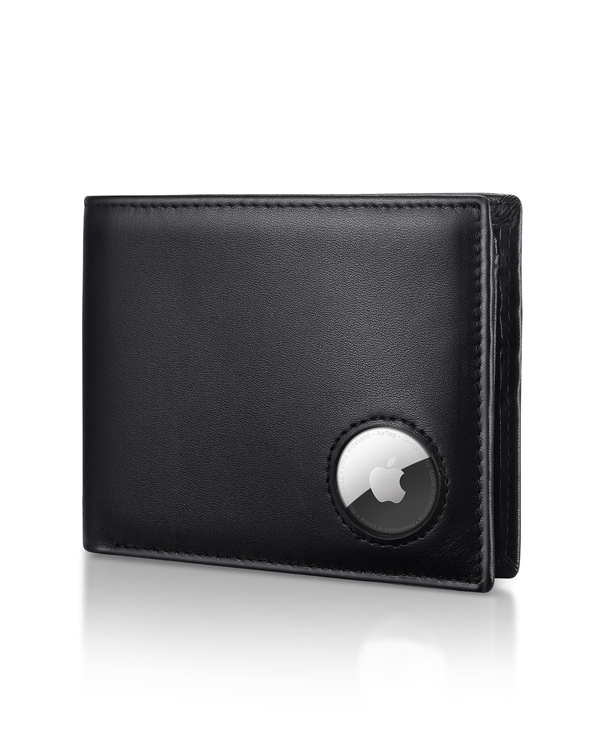 Serovi Mens Wallet with AirTag holder,Genuine Leather Bifold Wallets for Men RFID Blocking With 2 ID Window and 12 Cards Holders Gift Box (Airtag Not
