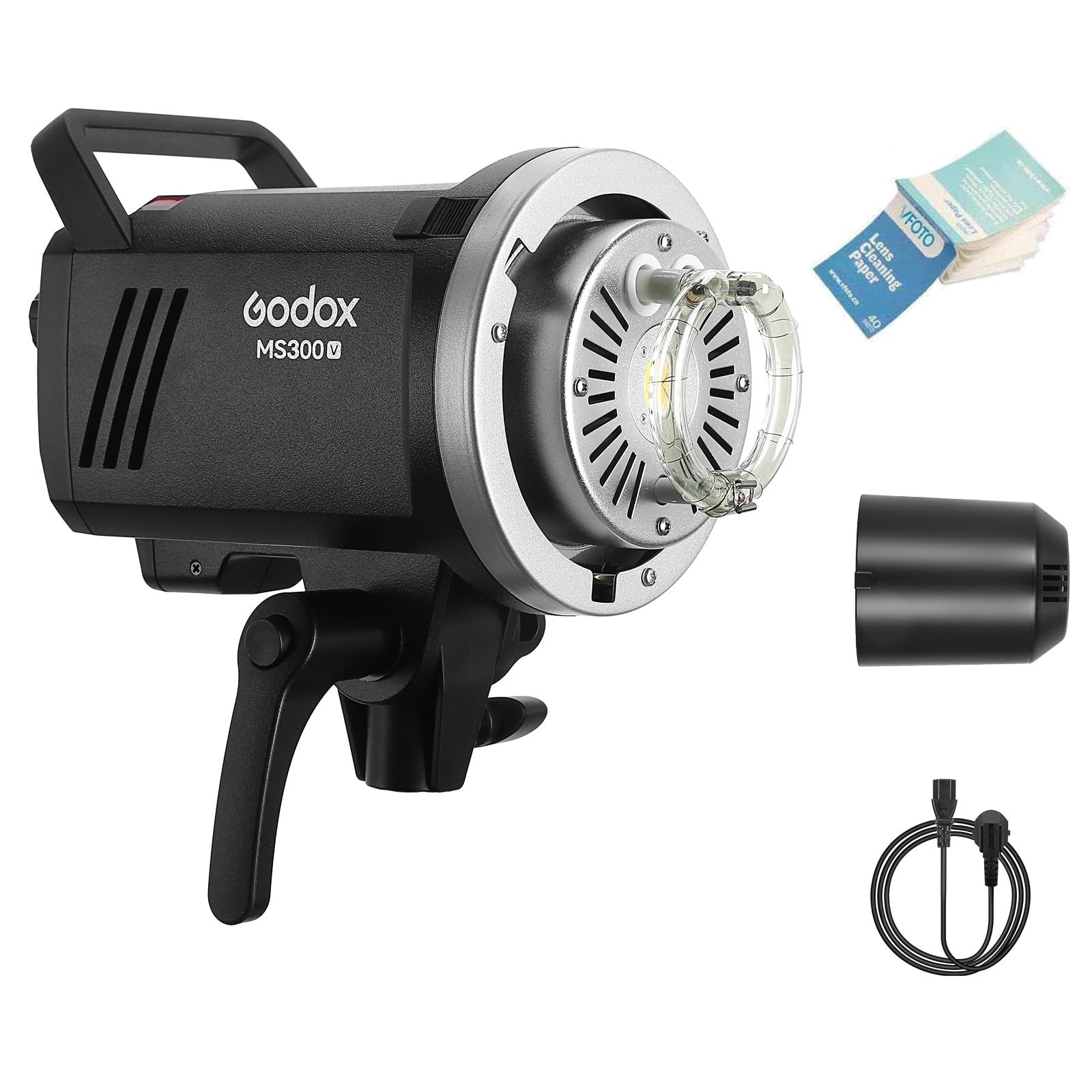 Godox MS300-V Compact Studio Flash 300W GN58 5800K 2.4G, Tempo di Riciclaggio 0.1-1.3s, Bowens Mount, con Regolabile LED Modellabile Lampada (MS300V)