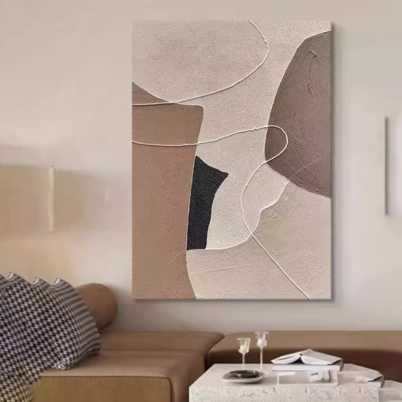 Peinture à l'huile faite à la main oeuvre d'art unique salon chaleureux
