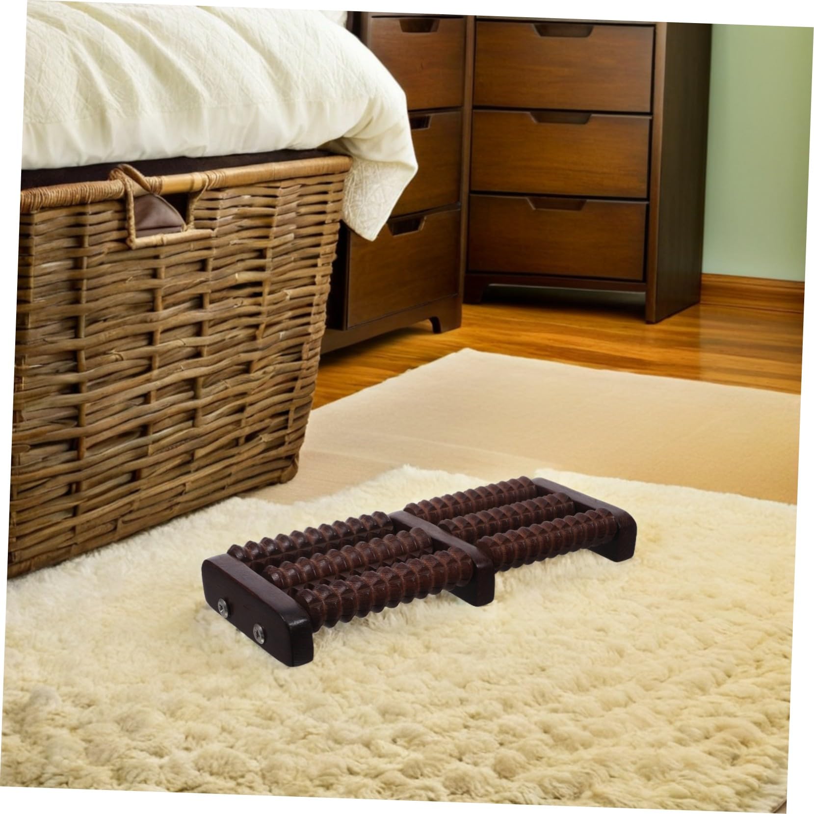 Homoyoyo Rodillo de Masaje para Pies de Madera Duradera con Múltiples Ruedas Giratorias para Acupresión Portátil para Aliviar Tensión Muscular y Estimular Puntos Gatillo para Hombres y