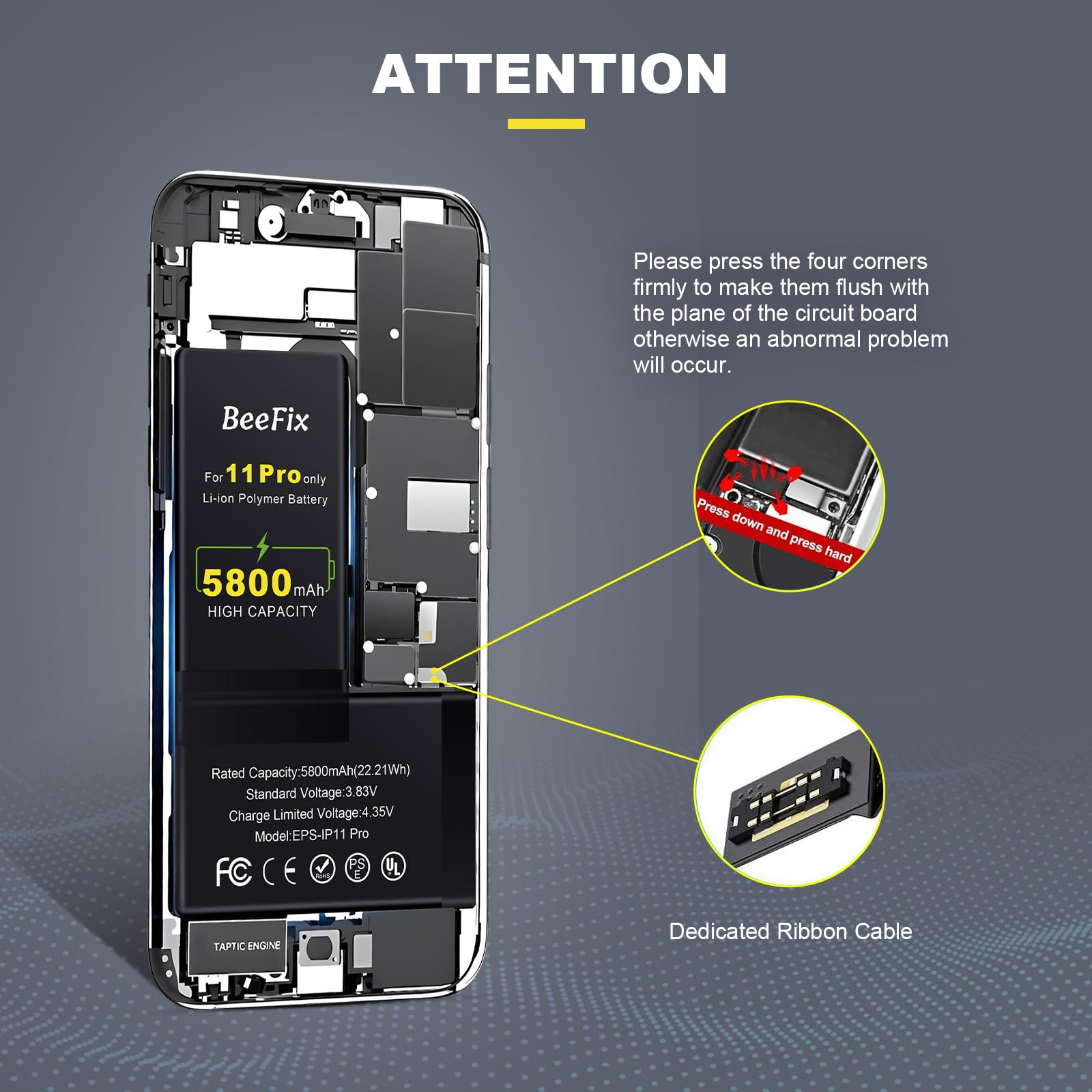 Bateria para Phone 11 Pro, Bateria de Polímero de Litio de Alta Capacidad 5800mAh con Todos los Kits de Herramientas