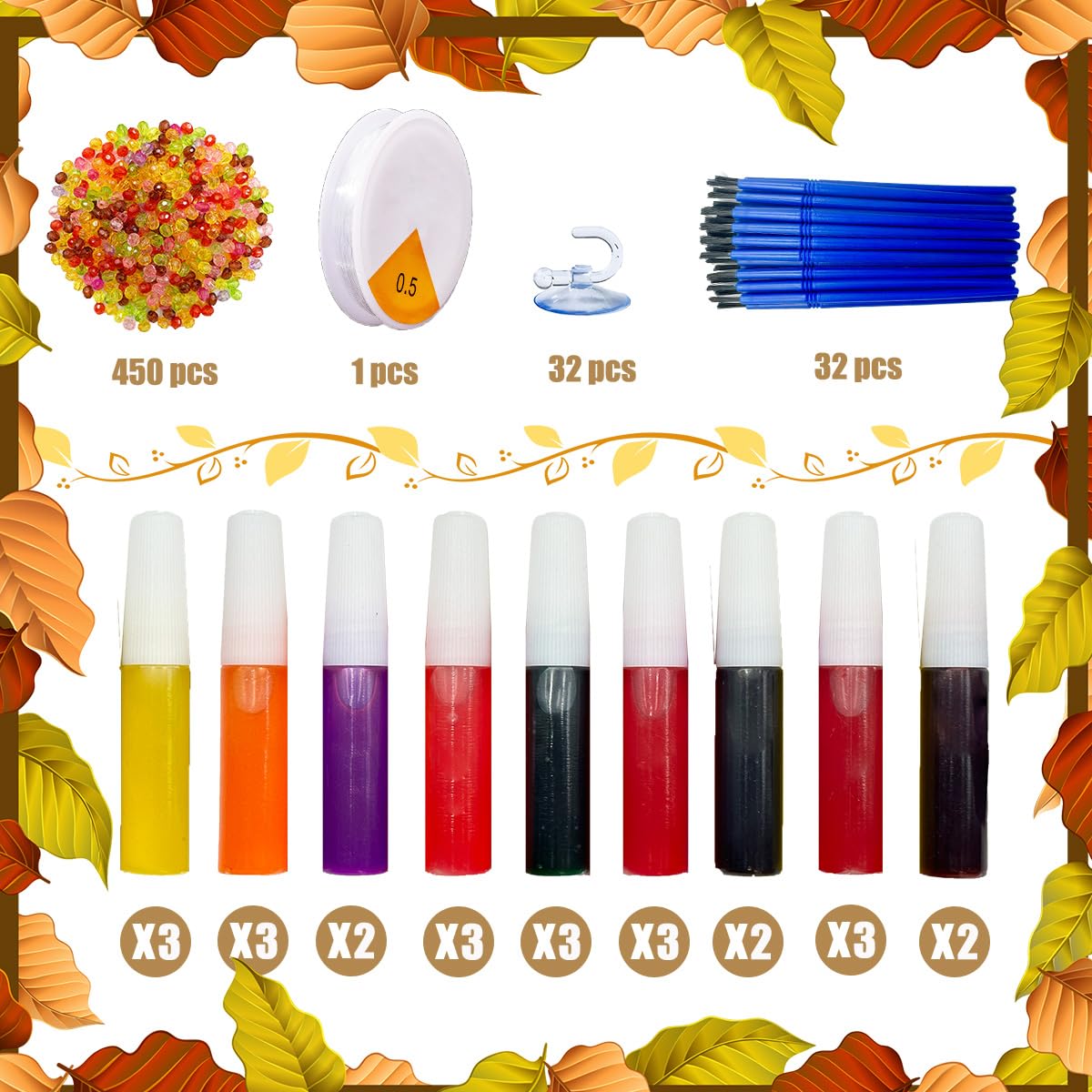 Sonnenfänger-Set, 32 Sets, Herbstblatt-Sonnenfänger, Fensterkunst, Farbe, Sonnenfänger, DIY-Bastelsets, Herbst-Ahornblatt-Sonnenfänger, Großpackung für Klassenzimmer, Erntedankfest, Ernte, Party