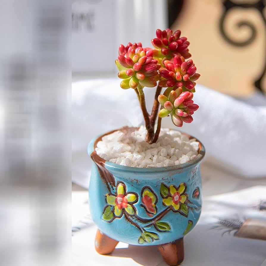 新品未使用 たけろうポット ちぎり アオサビ マダラ 植木鉢 陶器鉢 たけろうポット / ちぎり/ 白サビ / L no.211-58 | 芽の巣山