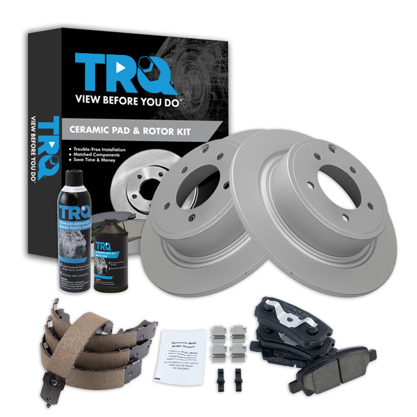 TRQ Rear Brake Pad &amp; Rotor Kit Compatible with 2017 Jeep Patriot Compass 2013 Chrysler 200