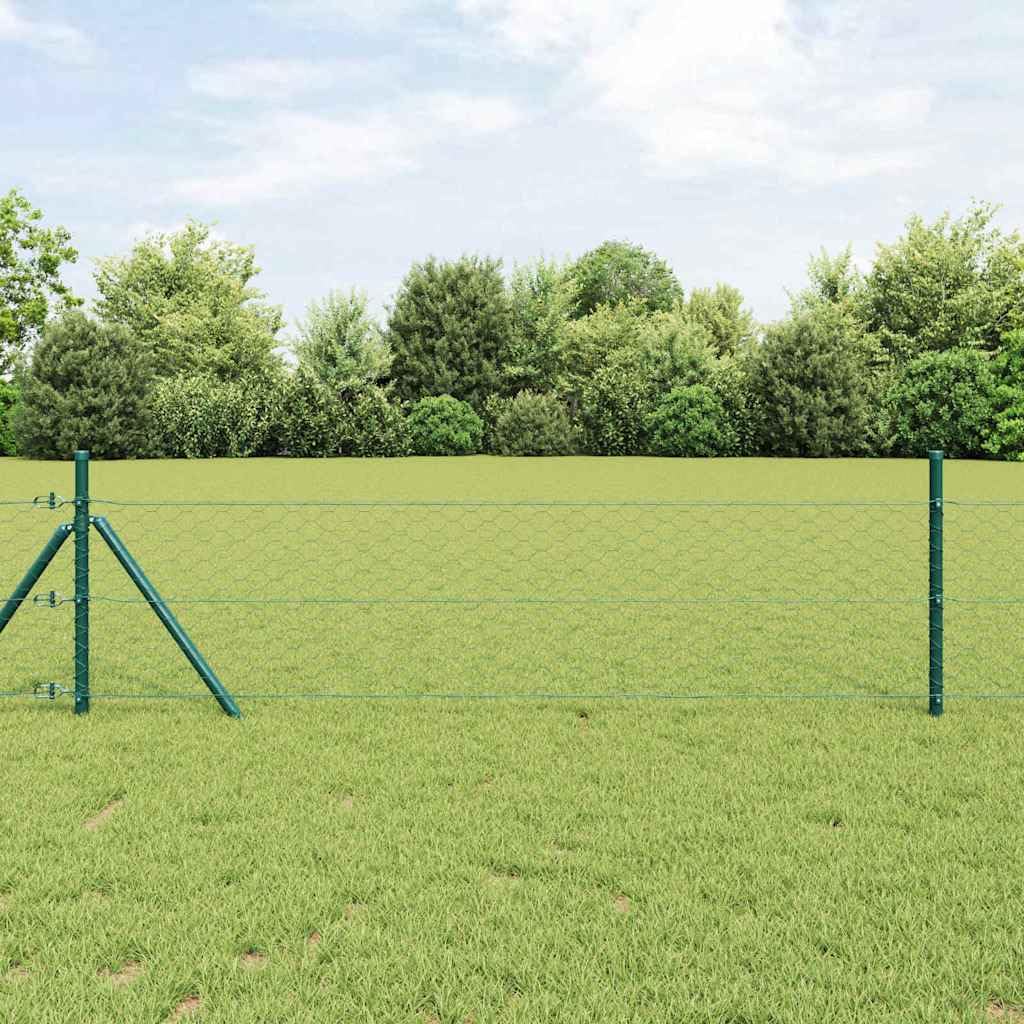 Postes de valla de acero recubierto de PVC de 10 x 0,8 m, con malla de 50 mm, juego de 5 postes, resistente a la intemperie y a la corrosión, para vallas de jardín y protección exterior