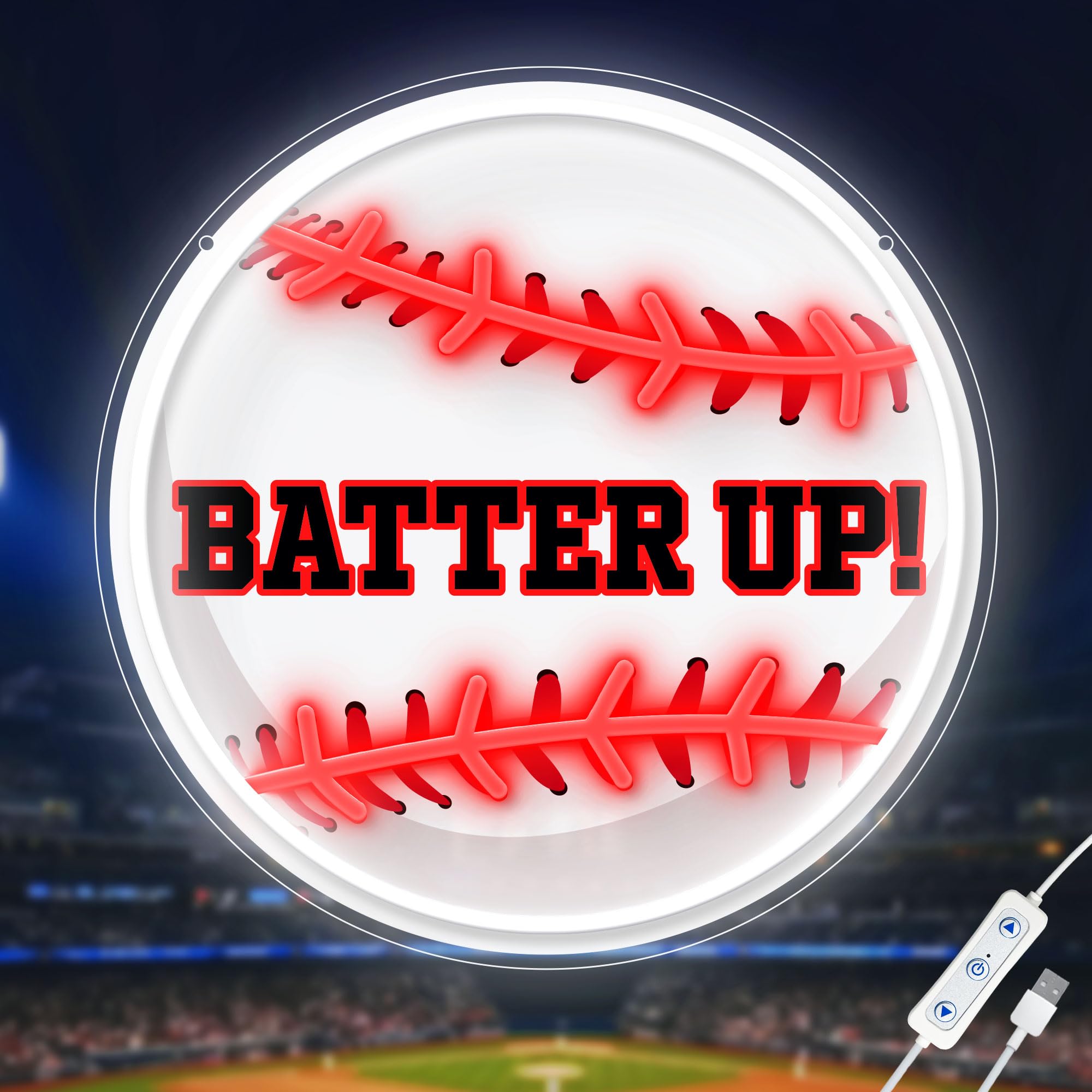 Baseball Neon Signs for Wall Decor, Dimmable Baseball Led Neon Lights for Bedroom Man Cave Garage Home Bar Dorm College Club Party Game Room Decor, USB Powered, Sports Led Light for Gifts