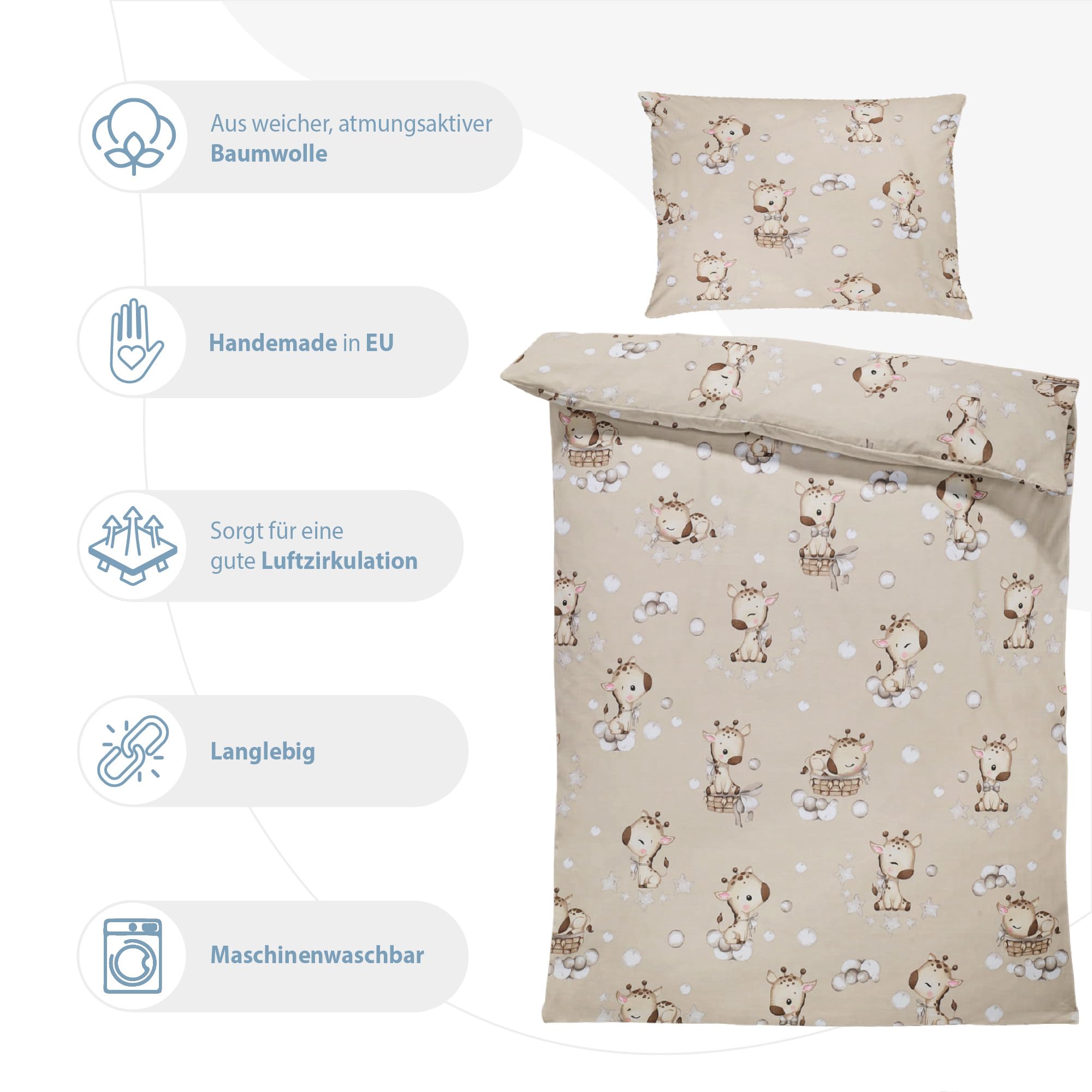Totsy Baby Copripiumino lettino neonato x cm - Cotone parure di copripiumini bambino e bambina per culla Set lenzuolo per piumino x cm con federe 60 x 40 cm Oeko-Tex