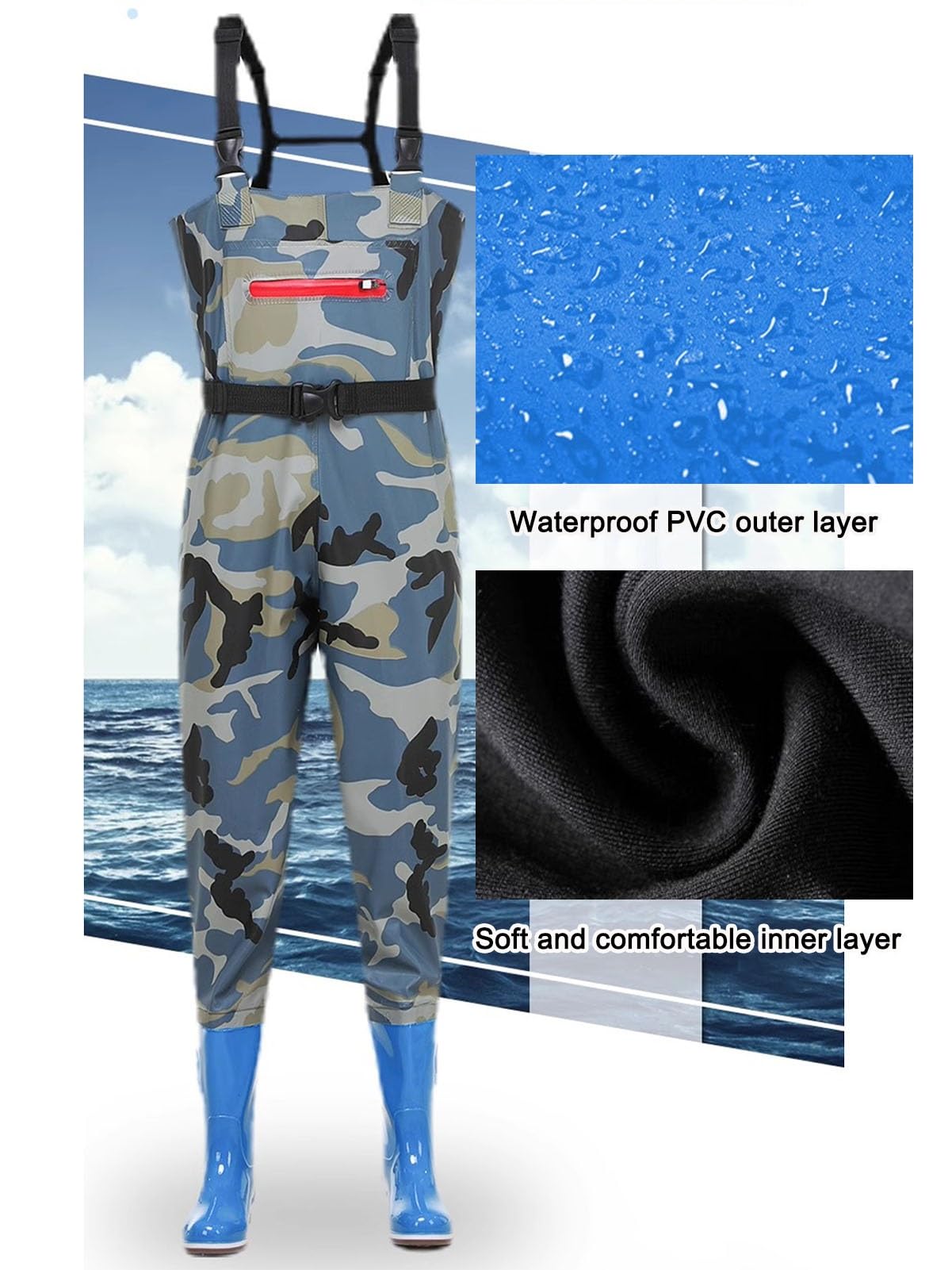Hip Waders Waders da Donna in PVC con Stivali, Waders Leggeri e Impermeabili per la Pesca e la Caccia, Antiscivolo e Traspiranti