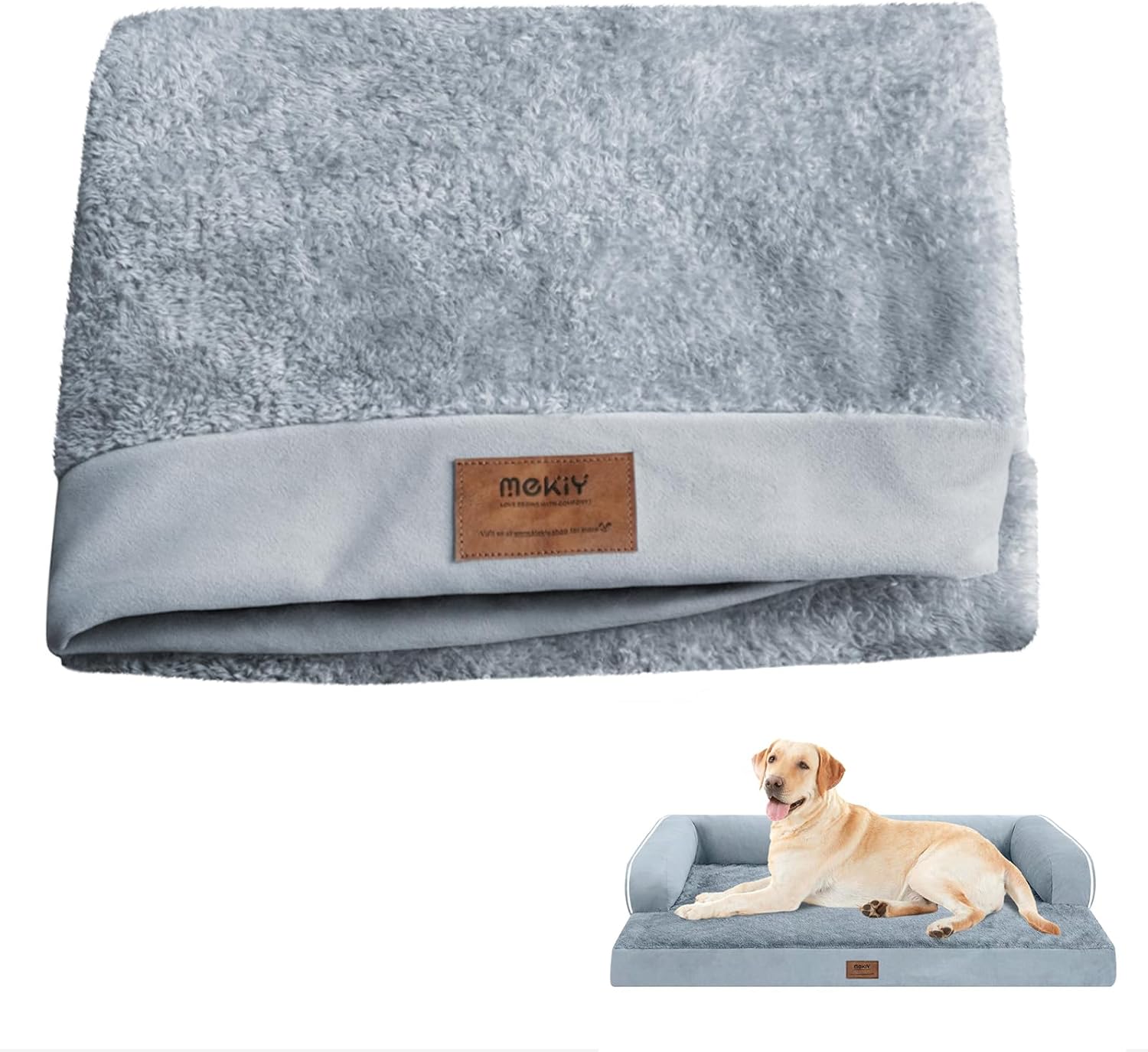 MEKIY Dog Bed Cover Washable Dog Beds Replacement Orthopedic Washable - Waterproof Removable Cover, Gray 53" x 42"