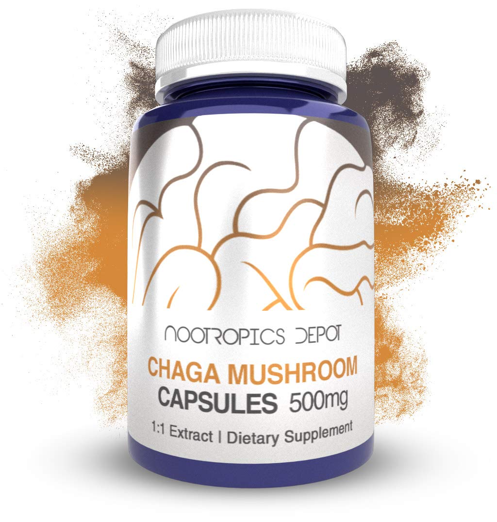 Nootropics DepotChaga Mushroom Capsules | 500mg | 180 Count | Inonotus obliquusUSDA Organic