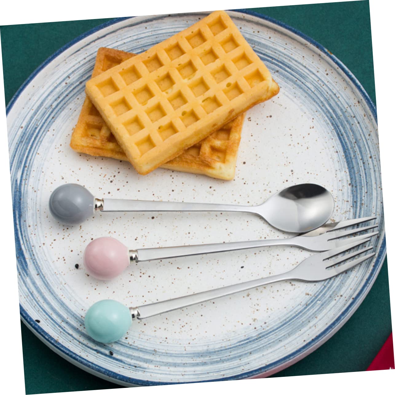 MAGICLULU 18pièces Couverts Acier Inoxydable Avec Poignées Céramique Pour Desserts Et Café Mini Fourchettes Élégantes Noires
