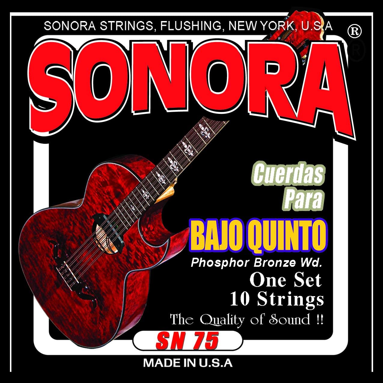 Sonora Strings SN75 Bajo Quinto Strings - Phoshor Bronze Wound - Loop End - Made In USA - The Quality Of Sound