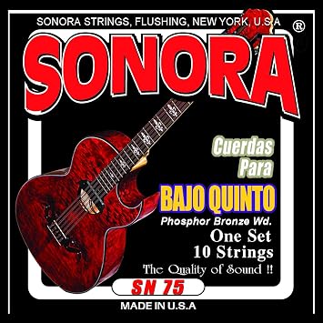 Sonora Strings SN75 Bajo Quinto Strings - Phoshor Bronze Wound - Loop End - Made In USA - The Quality Of Sound