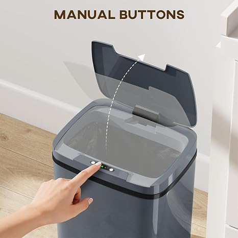 HOMCOM 15L Sensor Bin Automatic Touchless Kitchen Bin Easy Clean Grey