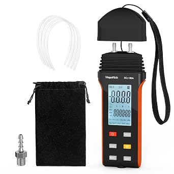 Manometer HVAC Gas Pressure Tester, WapoRich Dual-Port Manometer Air Pressure Meter 13.79Kpa/2.000Psi 0.3% with 11 Selectable Units of Differential Pressure Gauge, Backlight and Data Record