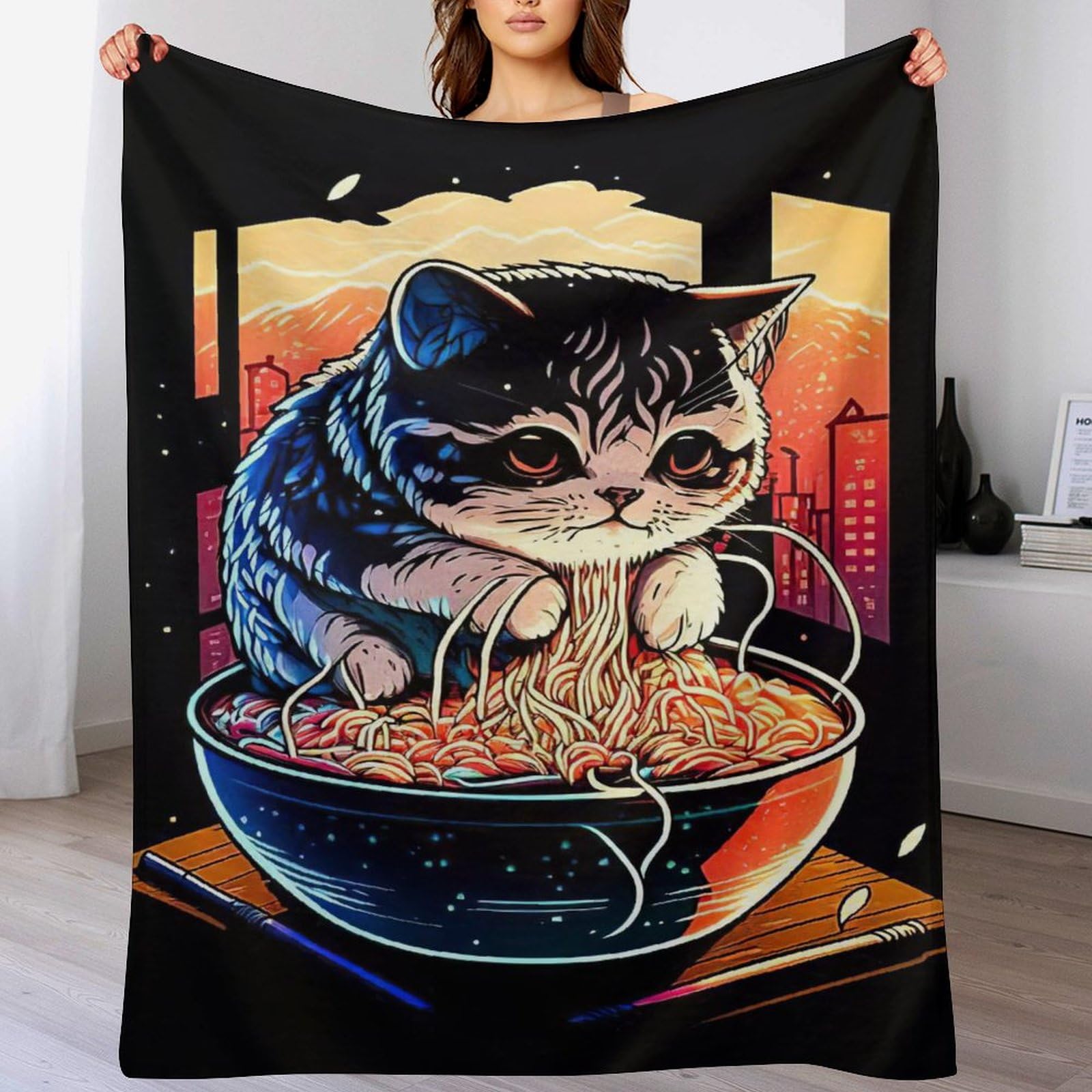 Manta de forro polar de gato contra el frío para cama manta de franela suave lavable
