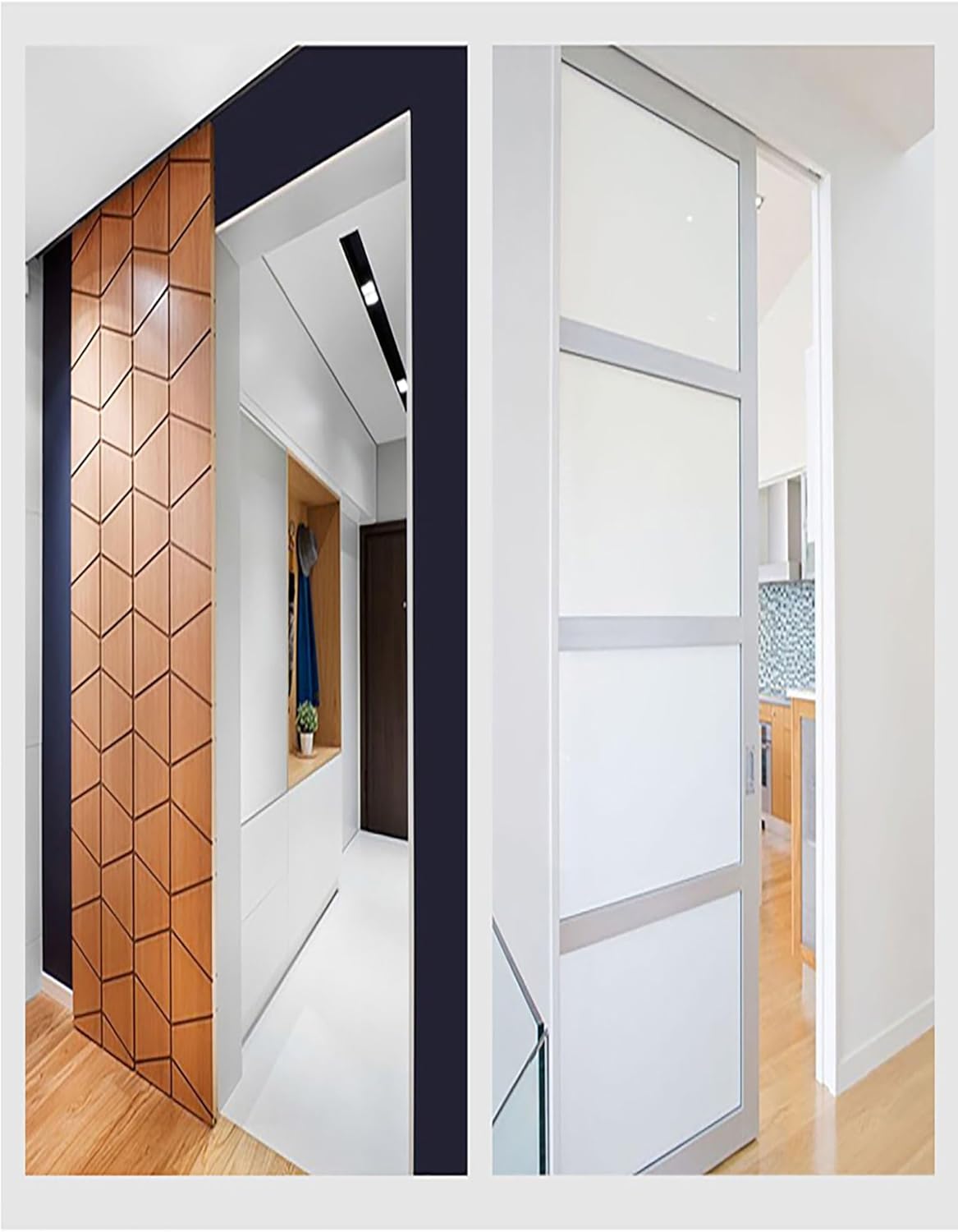 ガラス引き戸トラック、3mmアルミ合金引き戸トラックセットダブルトラックドアスライド移動トラックガラス引き戸、取り付け簡単(Blac