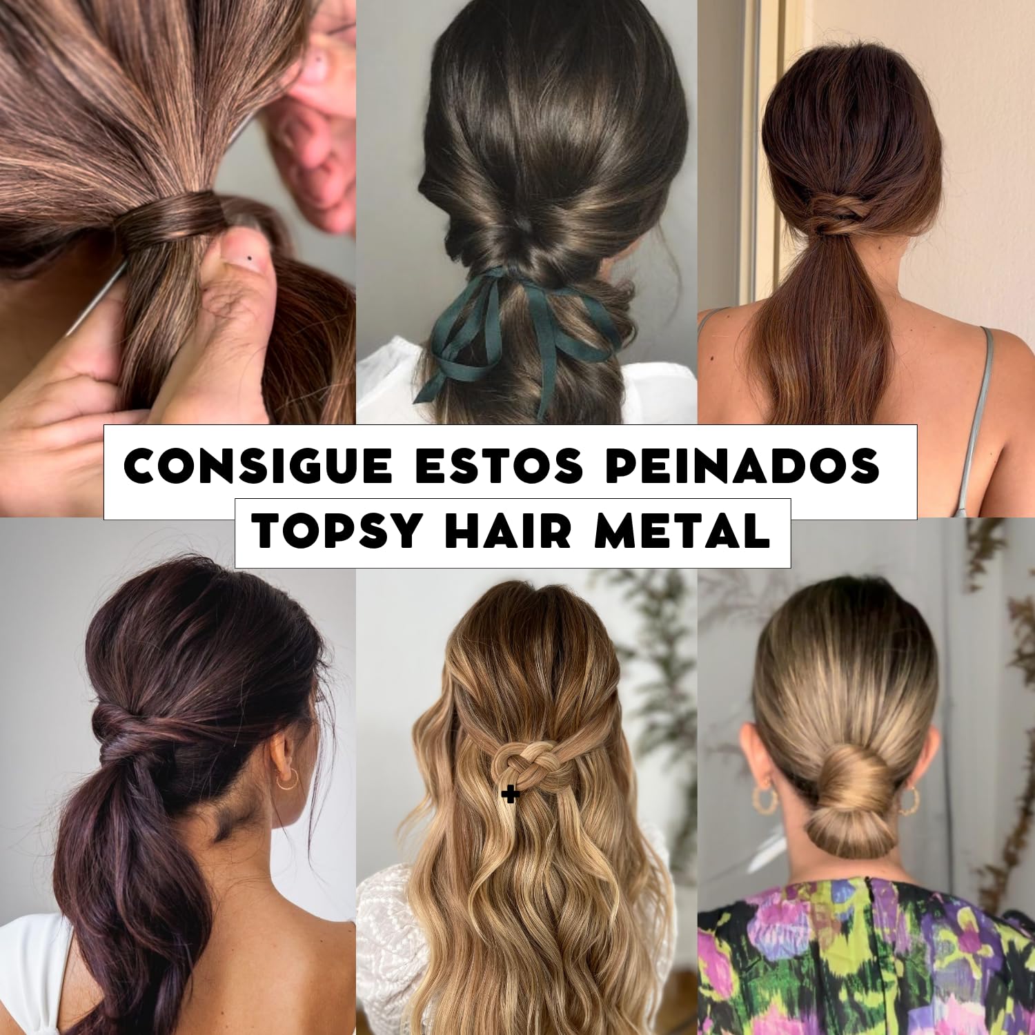 Topsy Metálico Aguja de Pelo Profesional - Herramienta para Peinados Recogidos Sin Tirones