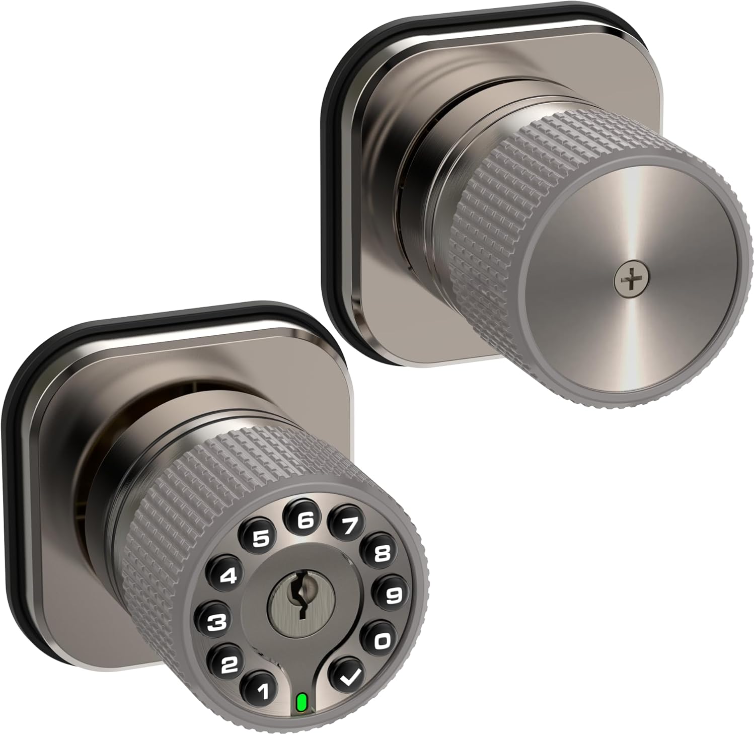 Keyless Entry Knob Lock with Keypad and Key,Auto Lock,Waterproof,Easy to Install and Program, Work with 4 AAA Batteries for Bedroom,Exterior & Interior Doors. (Black with Keypad)