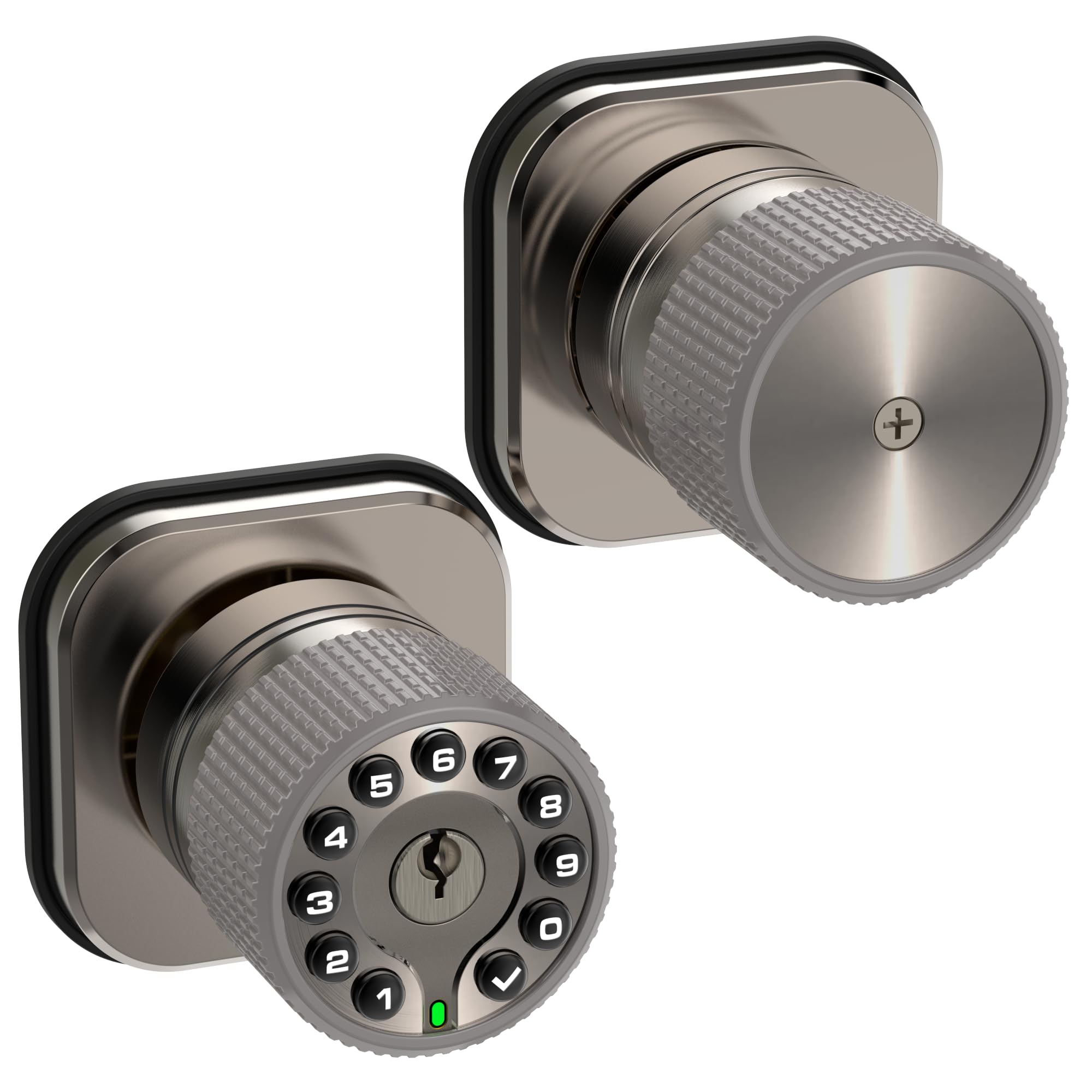 Serrure à bouton d'entrée sans clé avec clavier et clé, verrouillage automatique, étanche, facile à installer et à programmer, fonctionne avec 4 piles AAA pour chambre à coucher, portes
