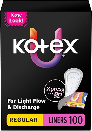 Kotex Absorbent Wrapped Liners, Light Absorbency, Regular Coverage, 100 Count (Packaging May Vary)