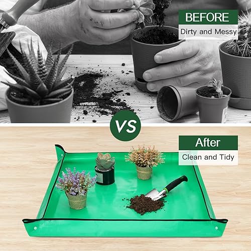 Miniatura 5 de Housolution Juego de herramientas de jardinería, 8 herramientas de jardín resistentes con agarre de goma antideslizante con bolsa de jardín grande