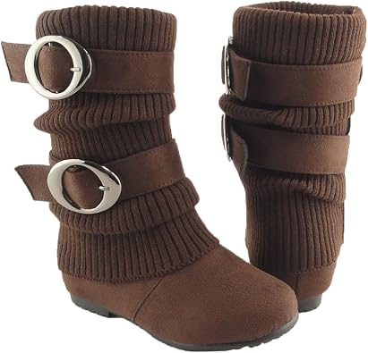 Amazon.com: Botas planas de tela de ante sintético para niñas de media  pantorrilla, Marrón, 10 M US bebé mayor(de uno a dos años) : Ropa, Zapatos  y Joyería