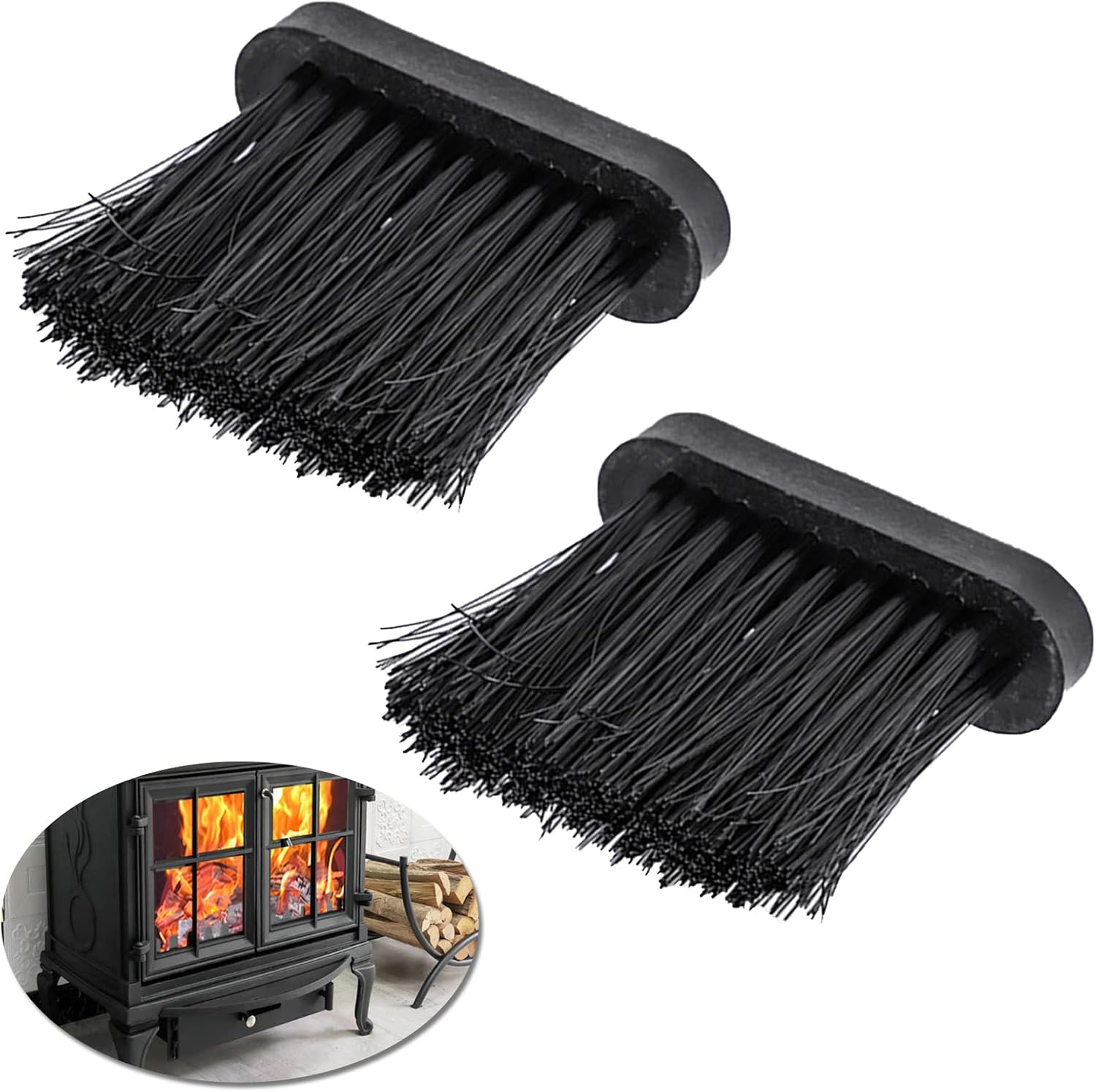Kaminbesen Ersatzbürste Schwarz 7 cm 2 Stück Kamin Bürsten Kamin