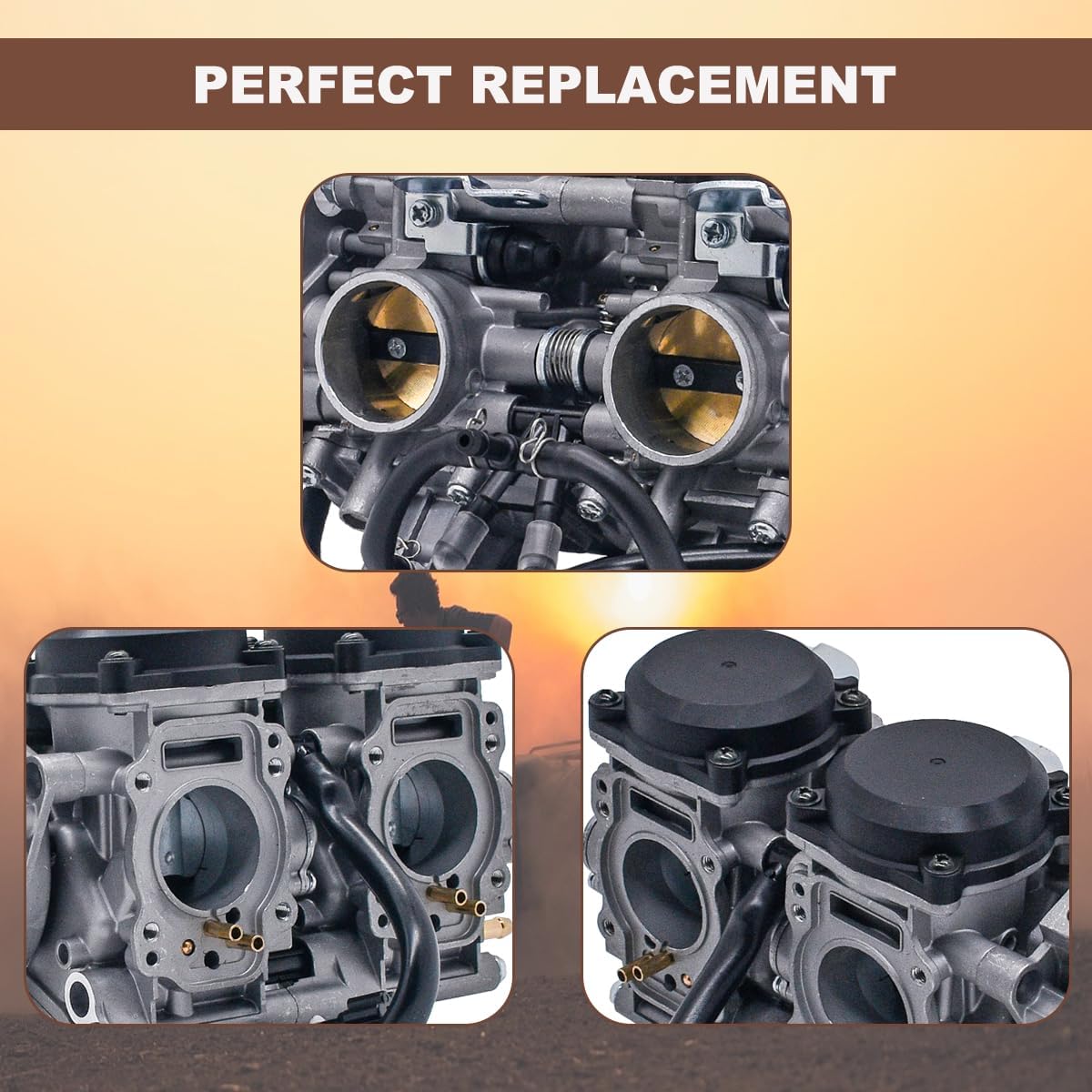 KVF650 Carburetor Fit for Kawasaki Prairie 650 KVF650 2002-2003 Brute Force 650 KVF650D 2005-2013 Carb with Choke Lever Switch & Intake Manifold Boot